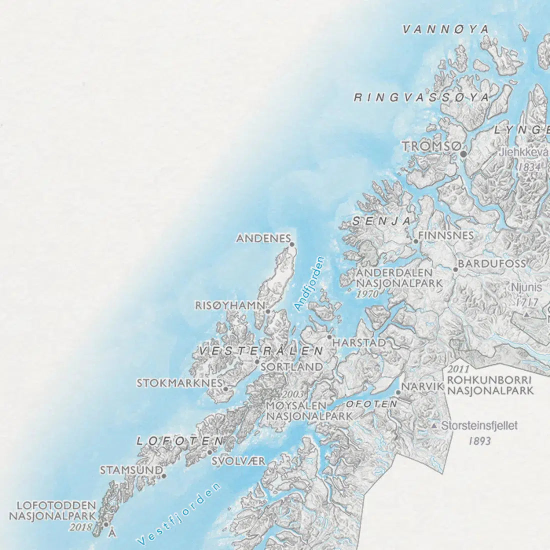 Norgeskart med nasjonalparker (50x70 cm)-Maps-Dapamaps-Hyttefeber