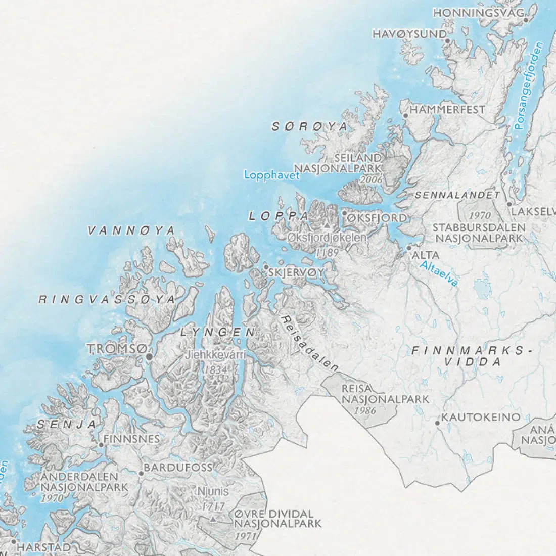 Norgeskart med nasjonalparker (50x70 cm)-Maps-Dapamaps-Hyttefeber