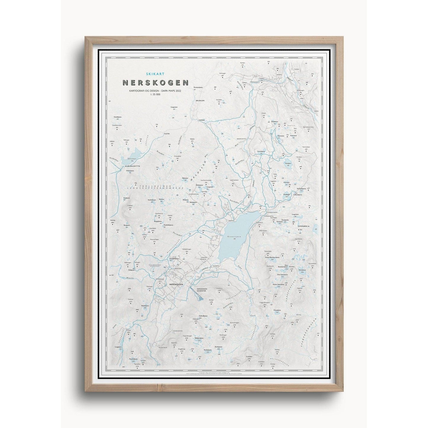Skikart Nerskogen (50x70 cm)-Maps-Dapamaps-Hyttefeber