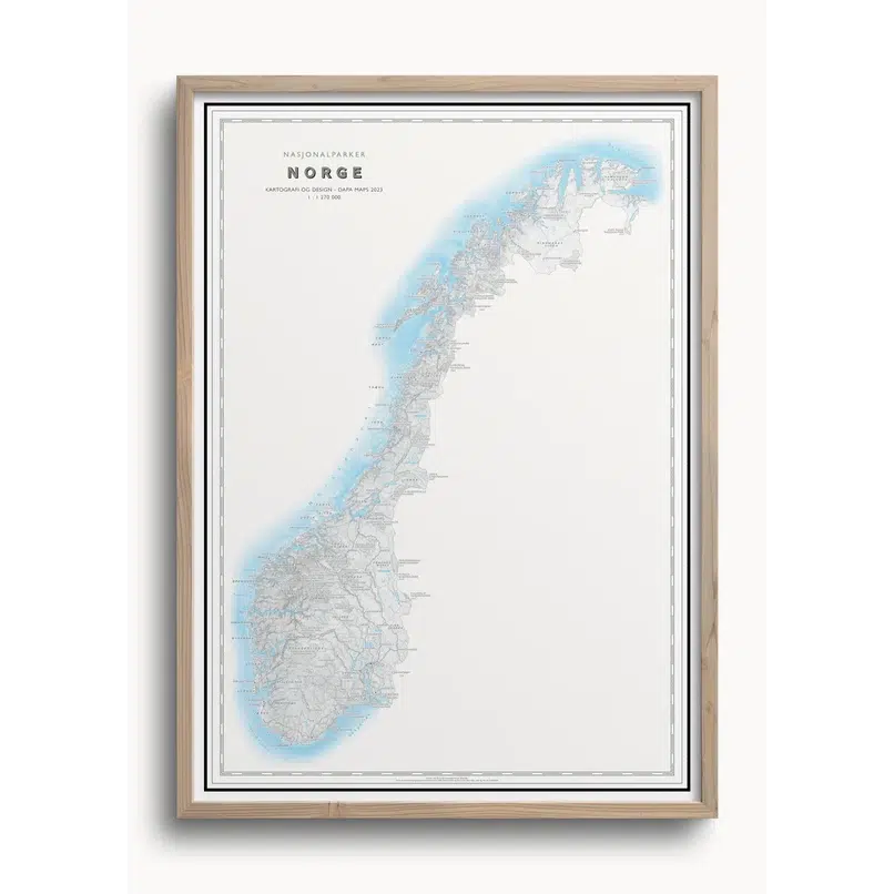 Norgeskart med nasjonalparker (50x70 cm)-Maps-Dapamaps-Hyttefeber