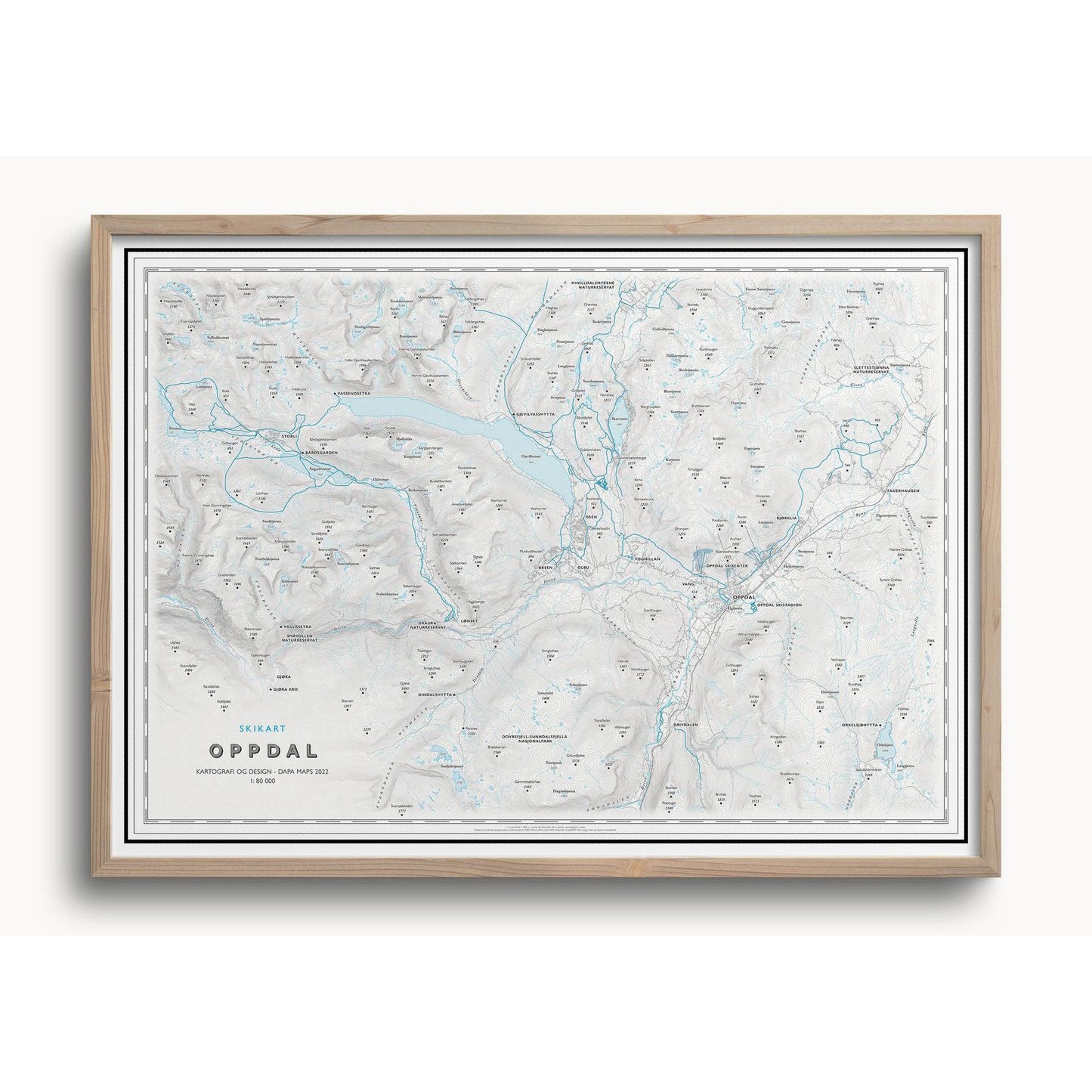 Skikart Oppdal (50x70 cm)-Maps-Dapa Maps-Hyttefeber