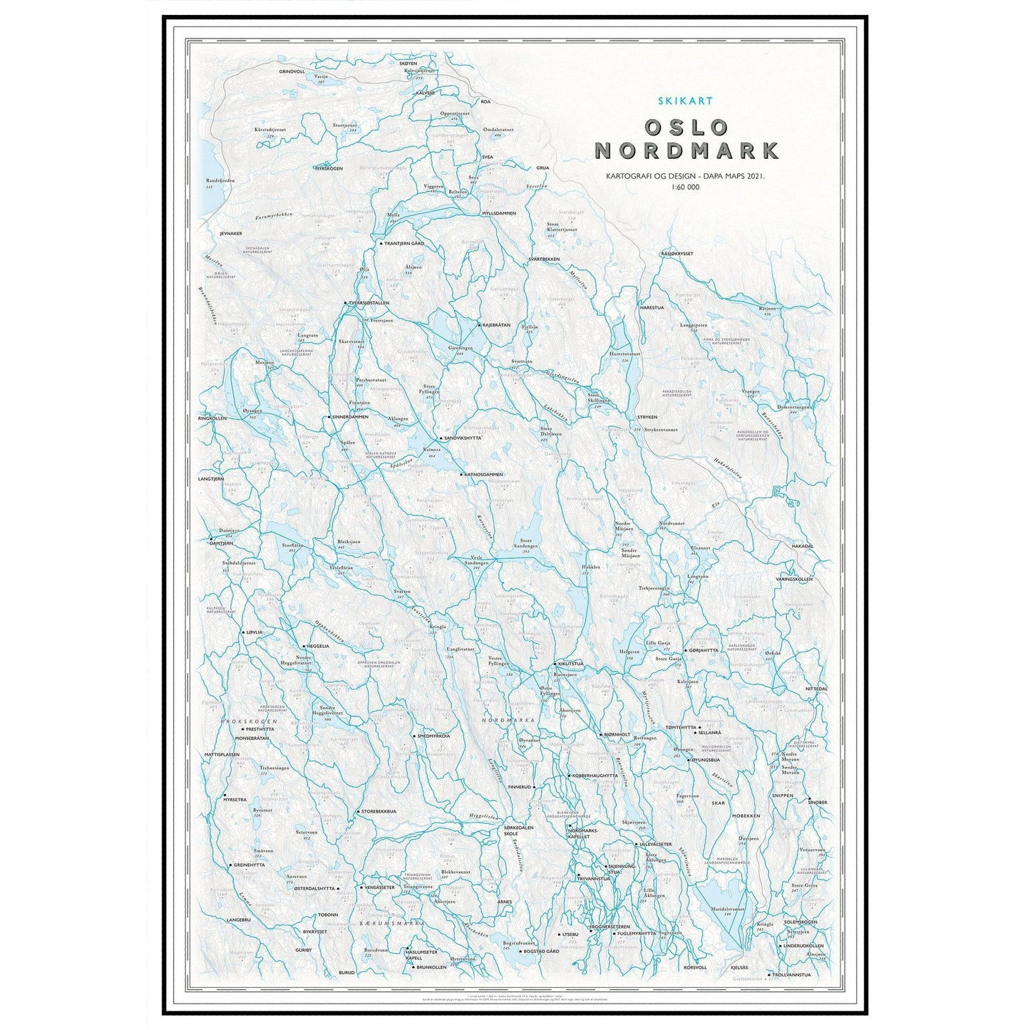 Skikart Oslo Nordmark (50x70 cm)-Maps-Dapamaps-Hyttefeber