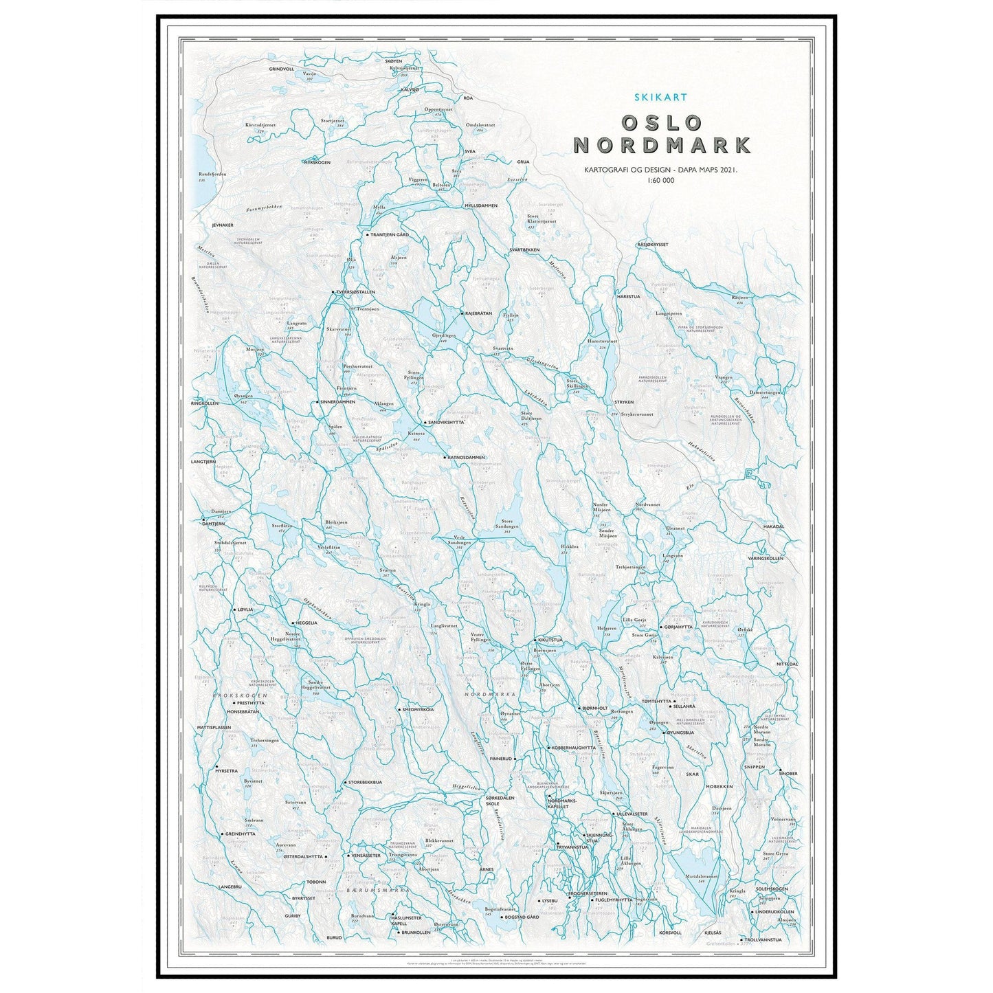 Skikart Oslo Nordmark (50x70 cm)-Maps-Dapamaps-Hyttefeber