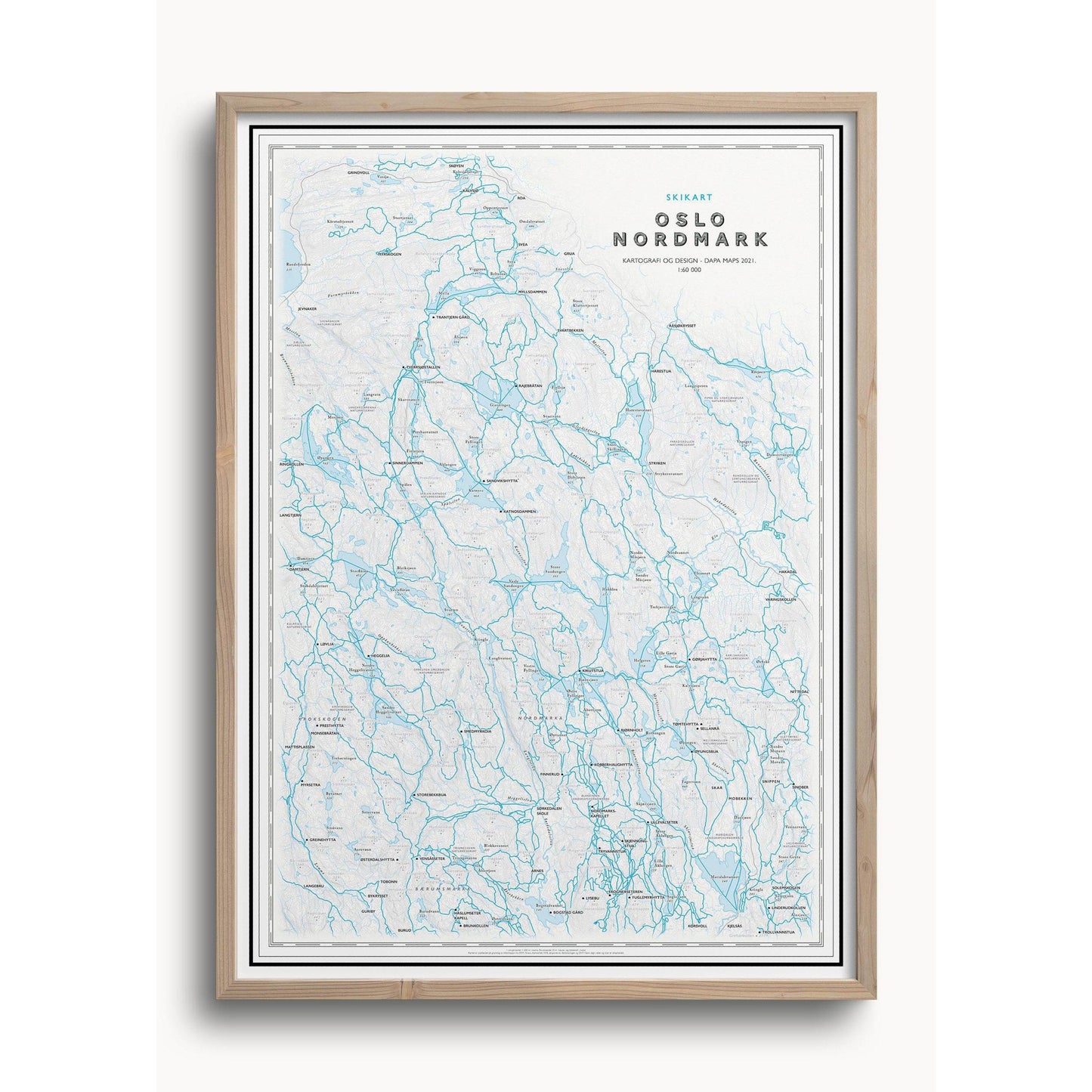 Skikart Oslo Nordmark (50x70 cm)-Maps-Dapamaps-Hyttefeber