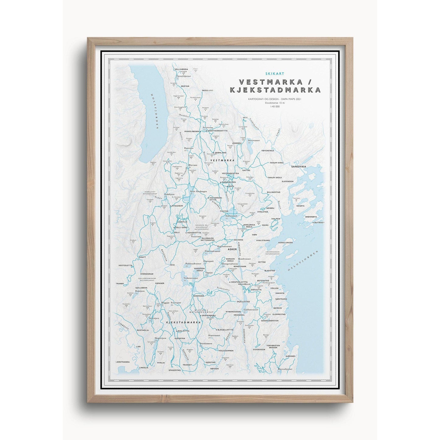 Skikart Vestmarka og Kjekstadmarka (50x70 cm) - Dapa Maps