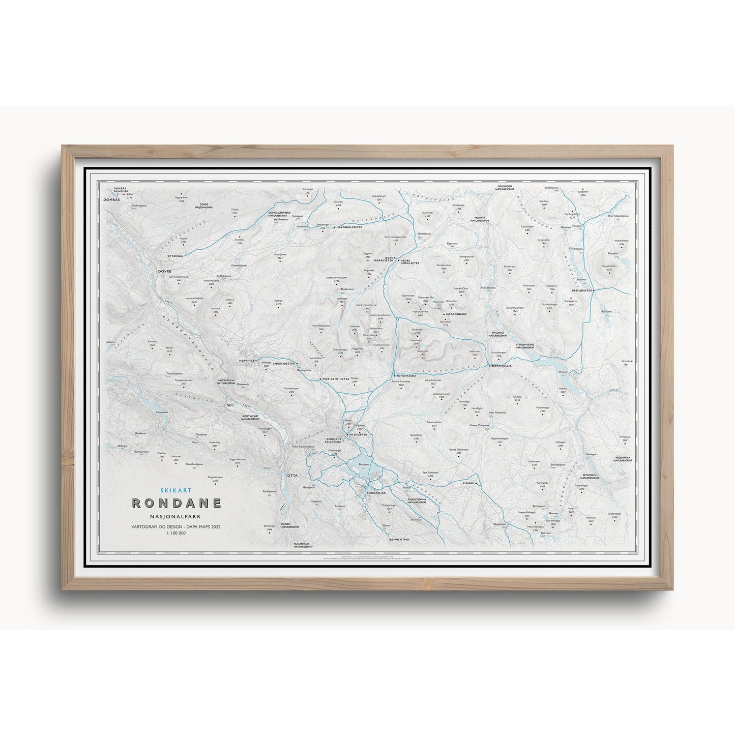 Skikart Rondane (50x70 cm)-Maps-Dapamaps-Hyttefeber