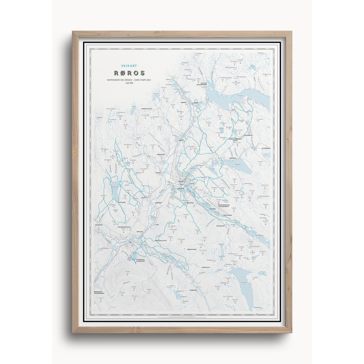 Skikart for Røros (50x70cm)-Skikart-Dapamaps-Hyttefeber