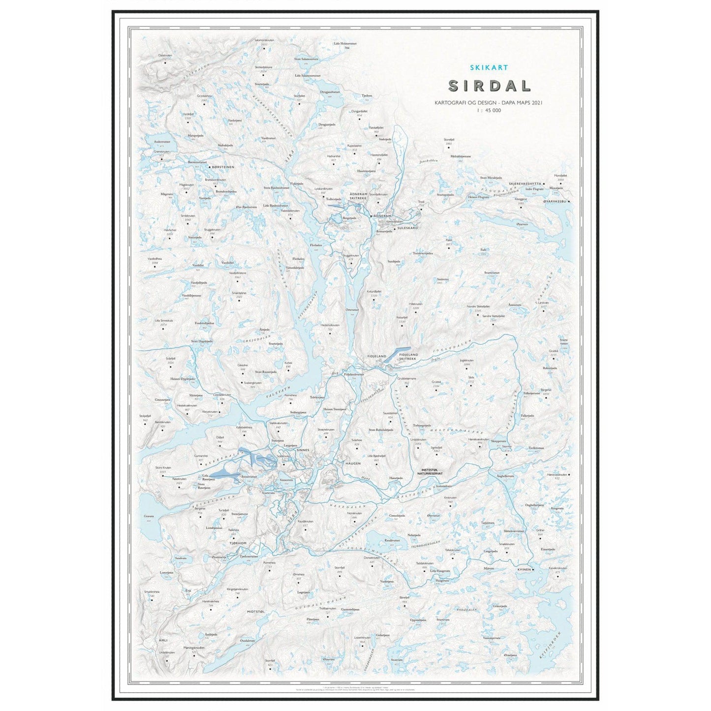 Skikart Sirdal (50x70 cm)-Maps-Dapamaps-Hyttefeber