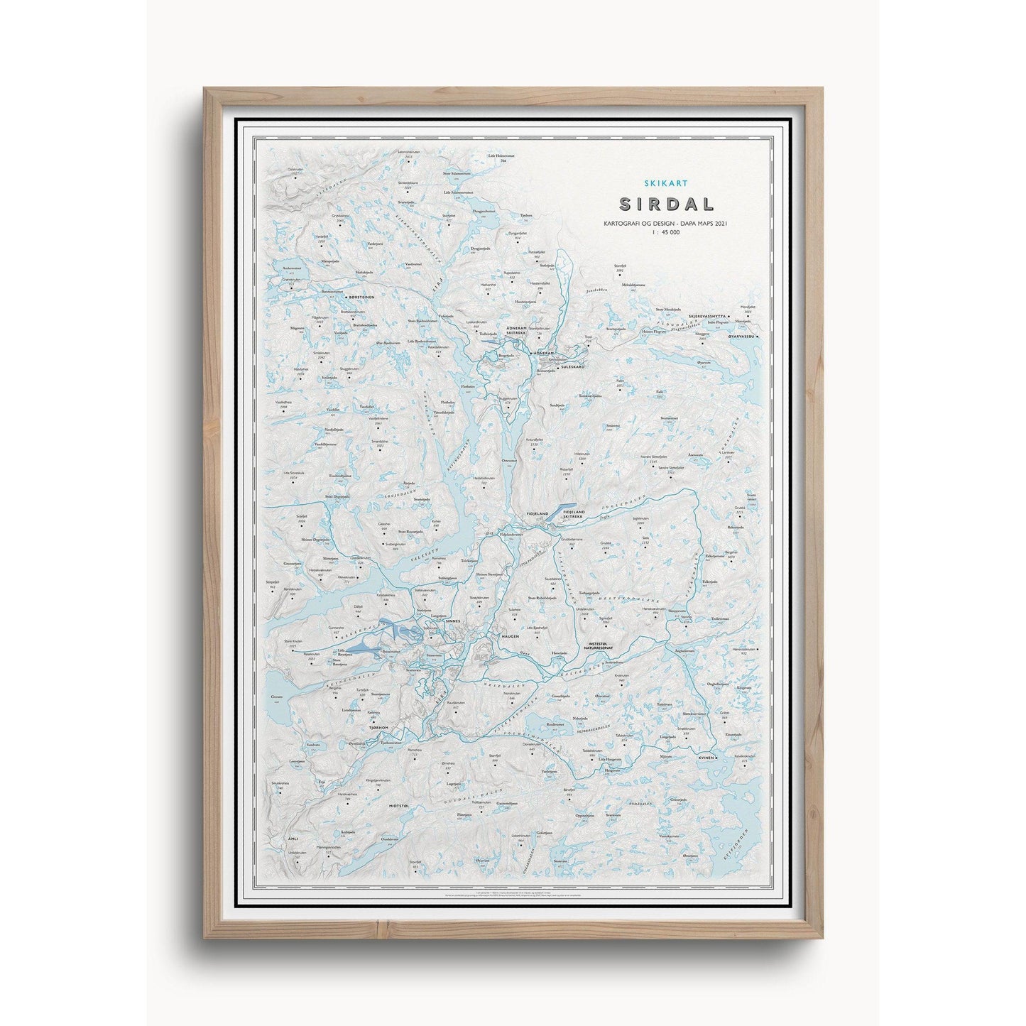 Skikart Sirdal (50x70 cm)-Maps-Dapamaps-Hyttefeber