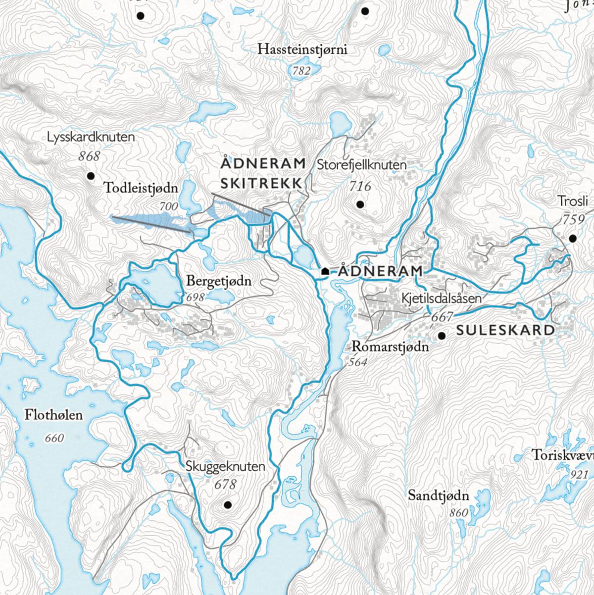 Skikart Sirdal (50x70 cm)-Maps-Dapamaps-Hyttefeber