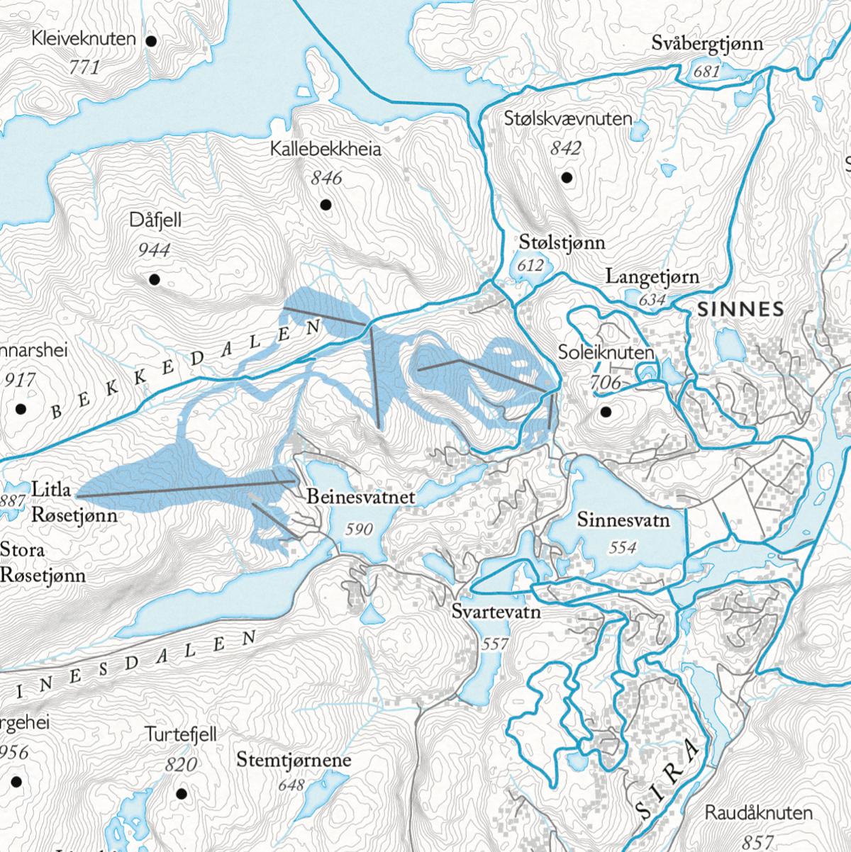 Skikart Sirdal (50x70 cm)-Maps-Dapamaps-Hyttefeber