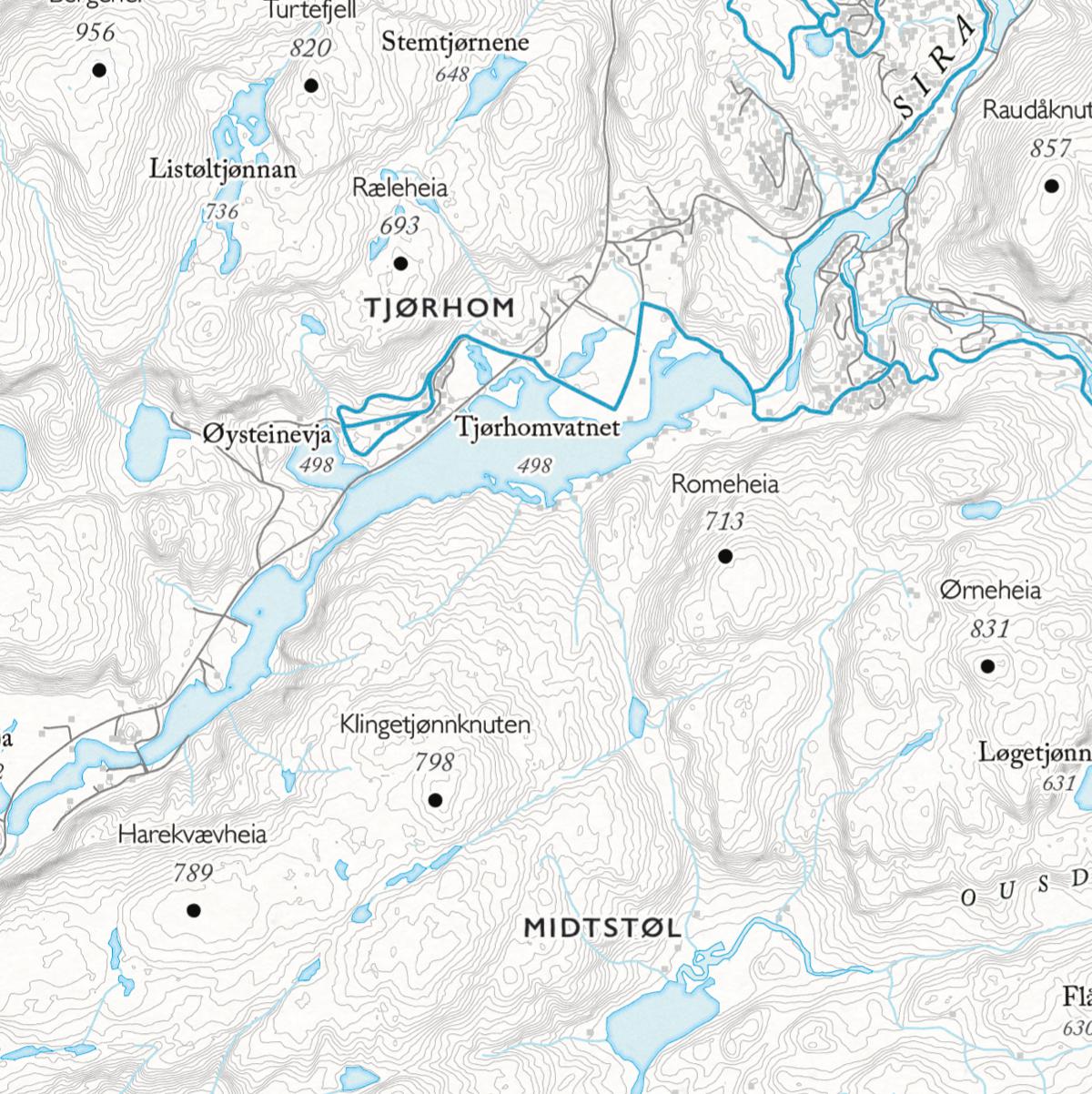 Skikart Sirdal (50x70 cm)-Maps-Dapamaps-Hyttefeber