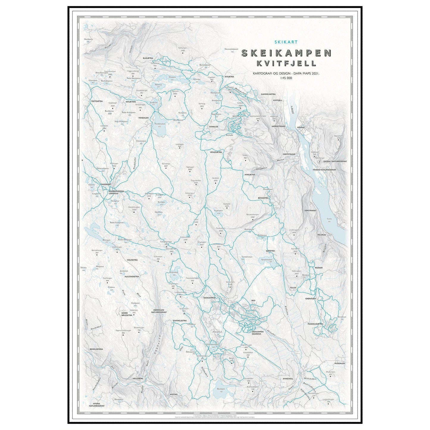 Skikart for Skeikampen - Kvitfjell (50x70cm)-Skikart-Dapamaps-Hyttefeber