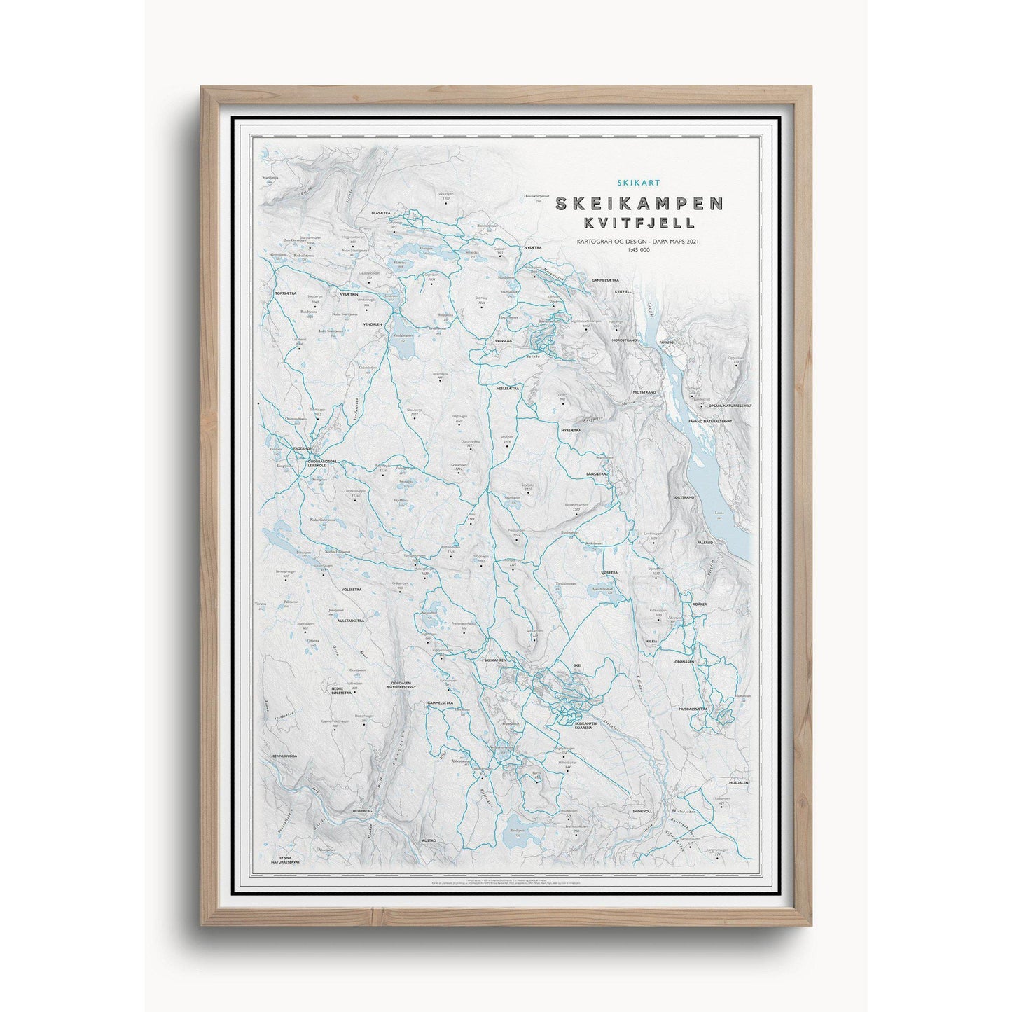 Skikart for Skeikampen - Kvitfjell (50x70cm)-Skikart-Dapamaps-Hyttefeber