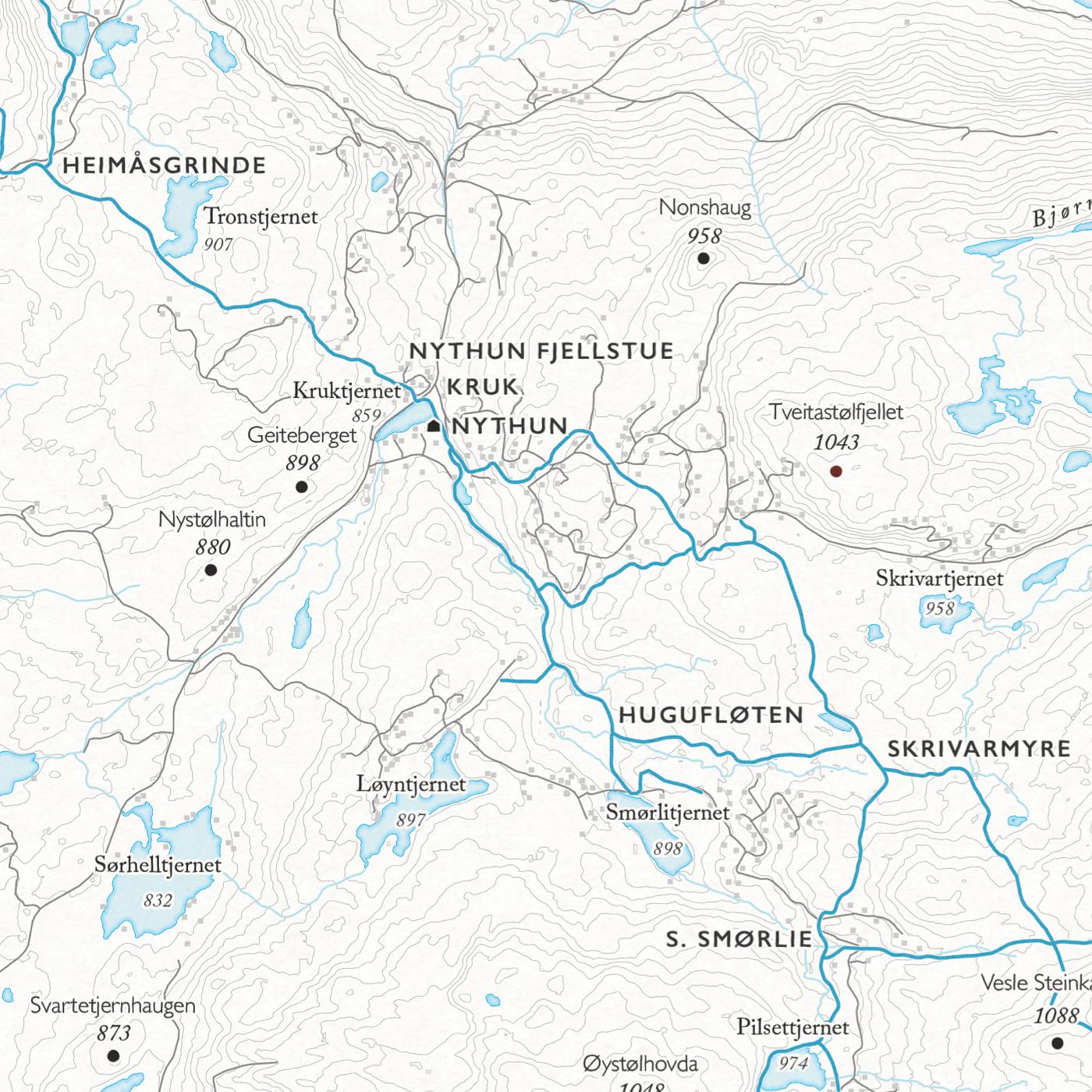 Skikart Aurdal i Valdres (50x70 cm)-Maps-Dapamaps-Hyttefeber