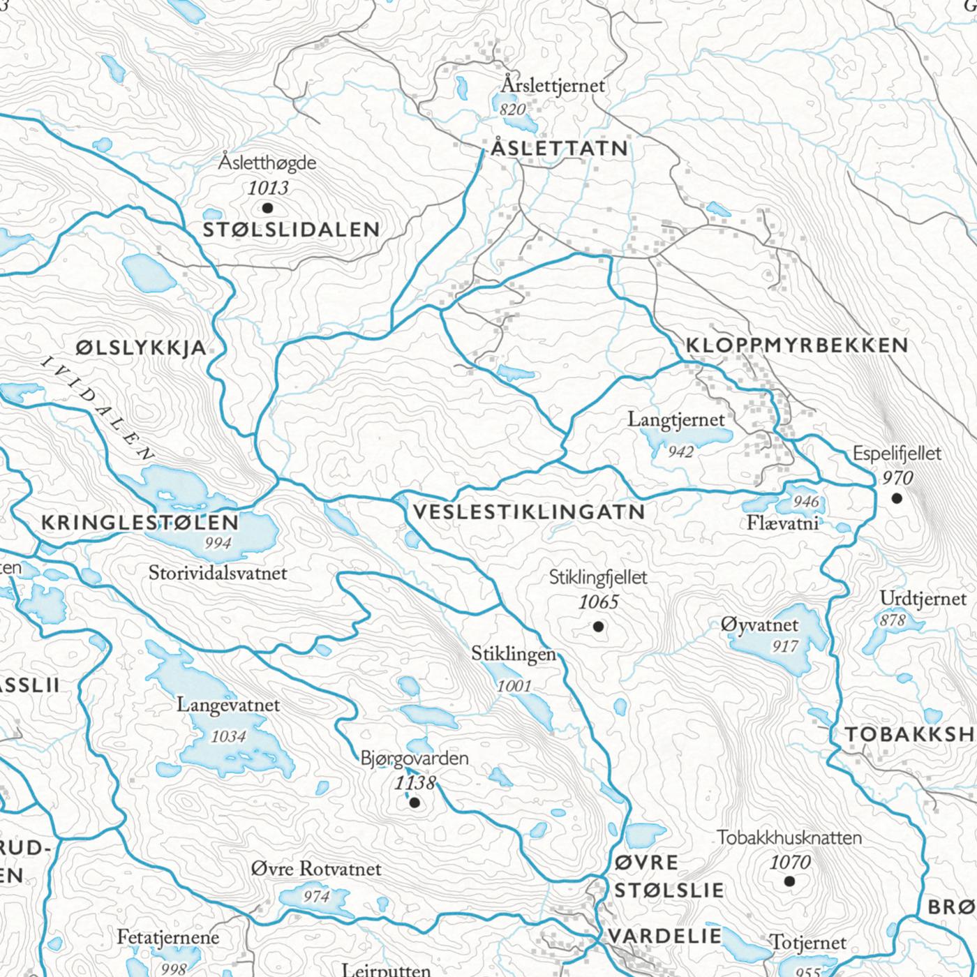 Skikart Aurdal i Valdres (50x70 cm)-Maps-Dapamaps-Hyttefeber