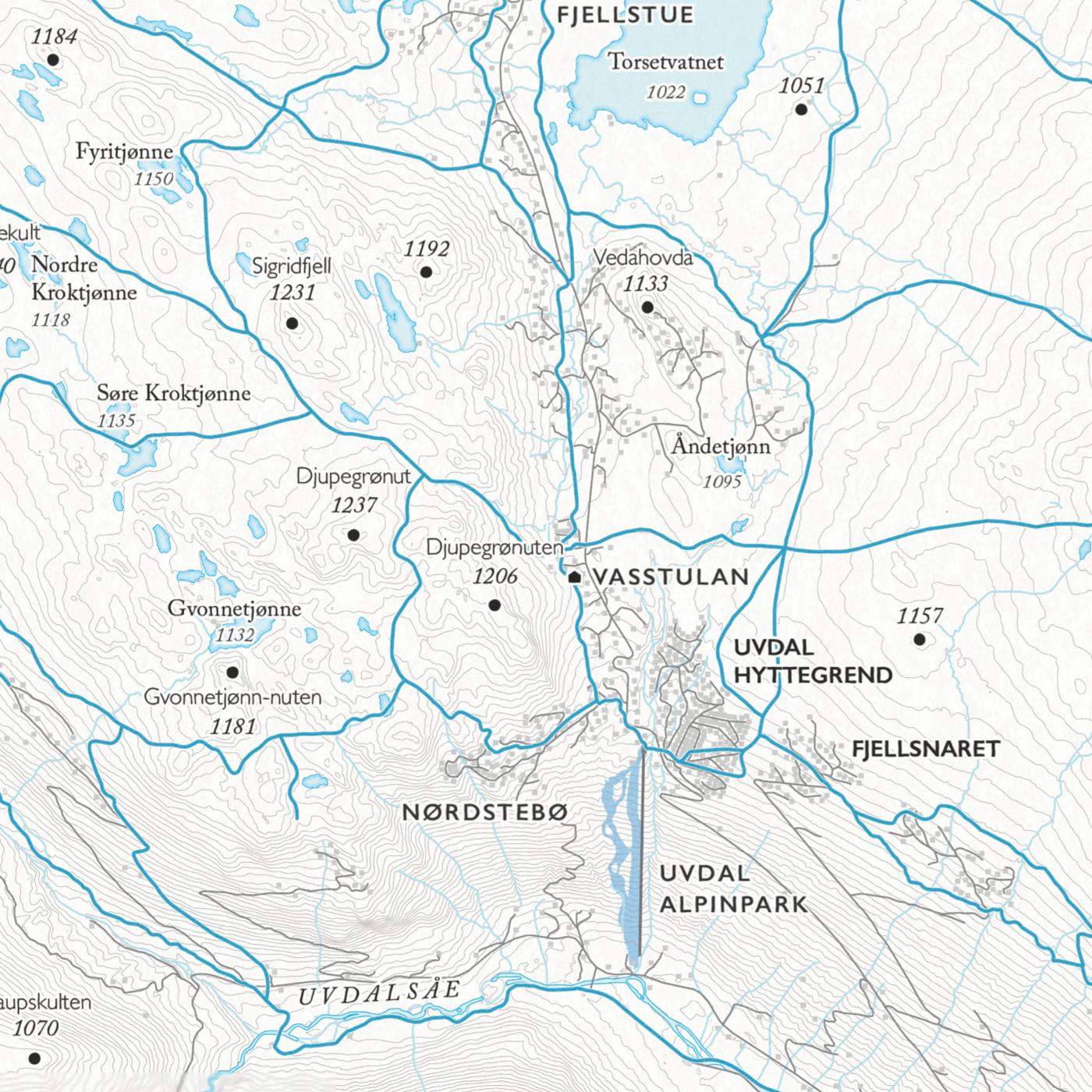 Skikart Dagalifjell (50x70 cm)-Maps-Dapamaps-Hyttefeber