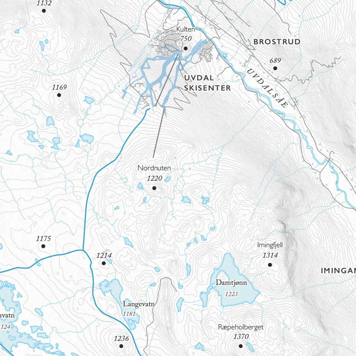 Skikart Dagalifjell (50x70 cm)-Maps-Dapamaps-Hyttefeber