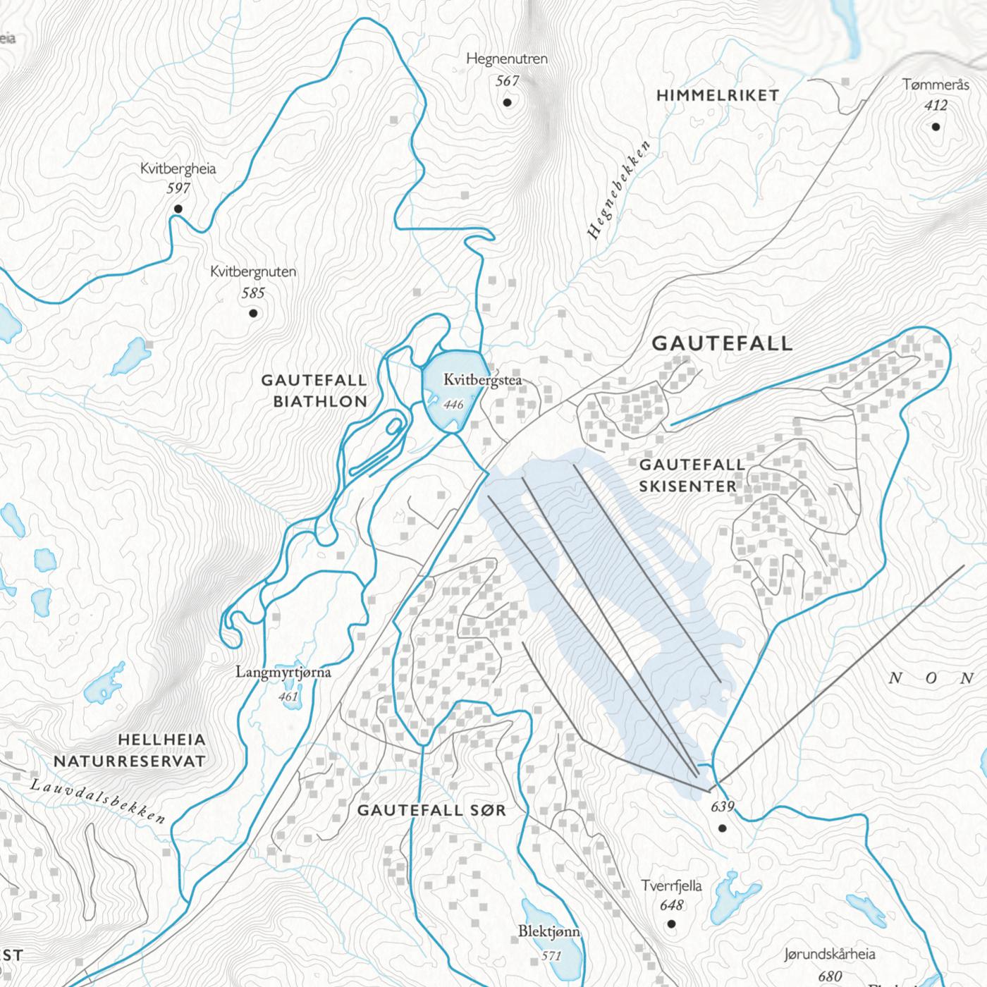 Skikart Gautefall (50x70 cm)-Maps-Dapamaps-Hyttefeber