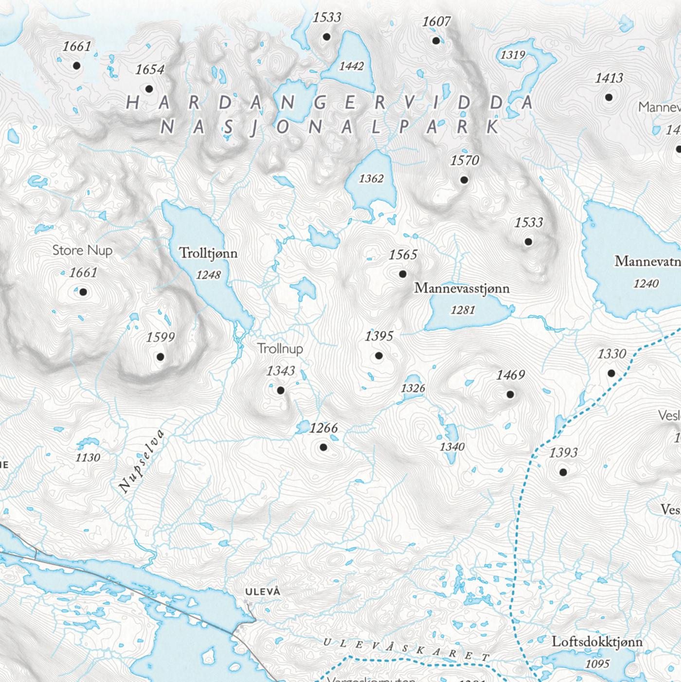 Skikart Haukelifjell -(50x70 cm)-Maps-Dapamaps-Hyttefeber