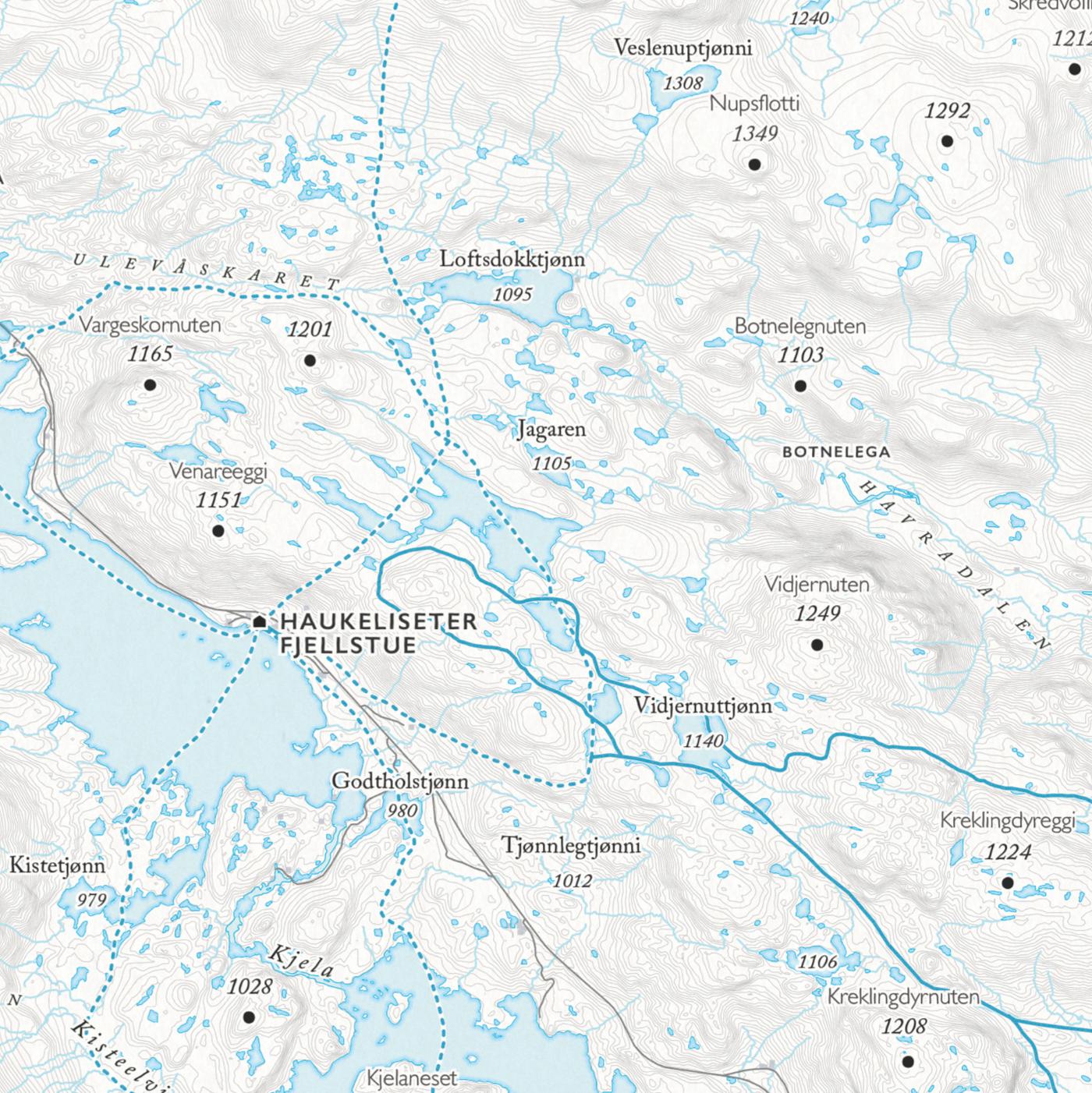 Skikart Haukelifjell -(50x70 cm)-Maps-Dapamaps-Hyttefeber