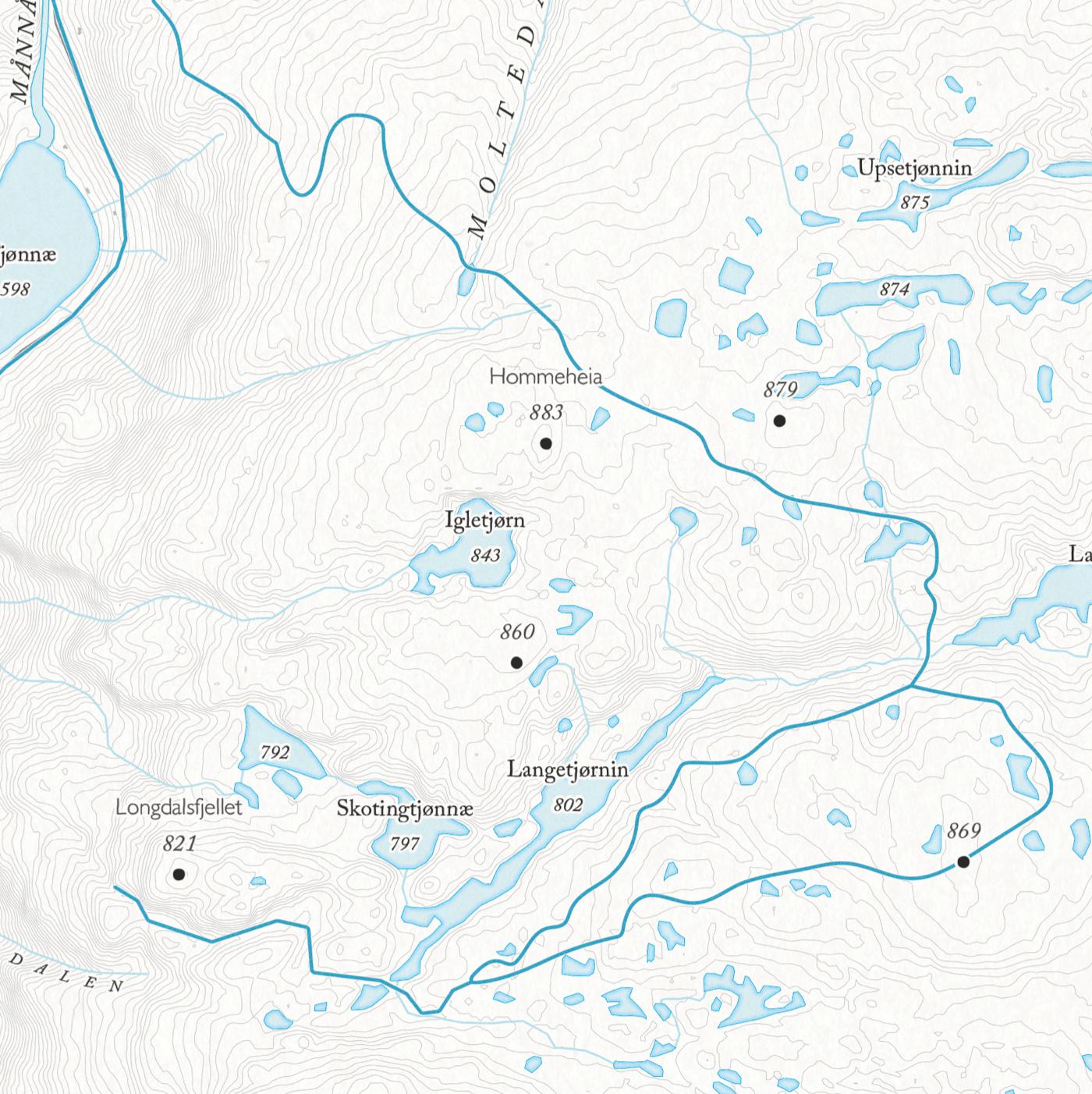 Skikart Ljosland (50x70 cm)-Maps-Dapamaps-Hyttefeber