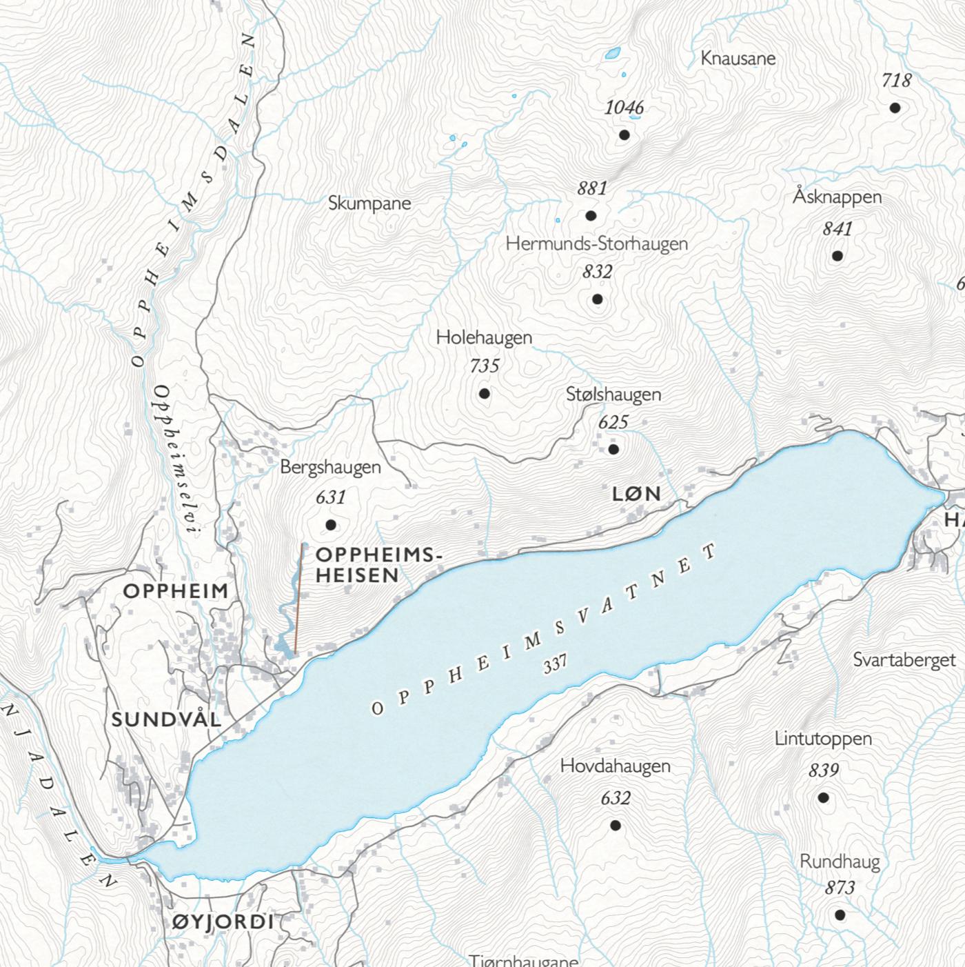 Skikart Myrkdalen (50x70 cm)-Maps-Dapamaps-Hyttefeber