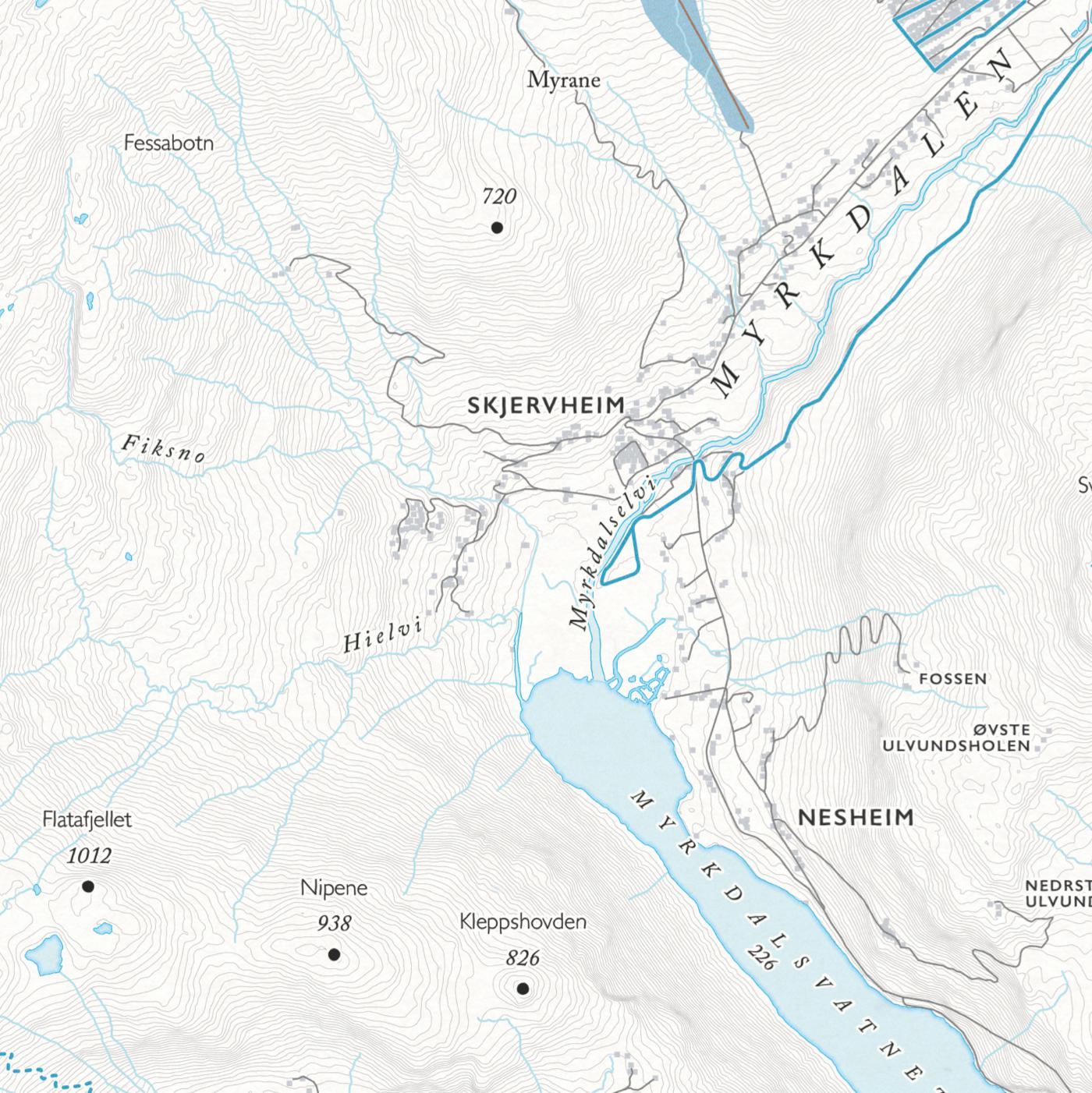 Skikart Myrkdalen (50x70 cm)-Maps-Dapamaps-Hyttefeber