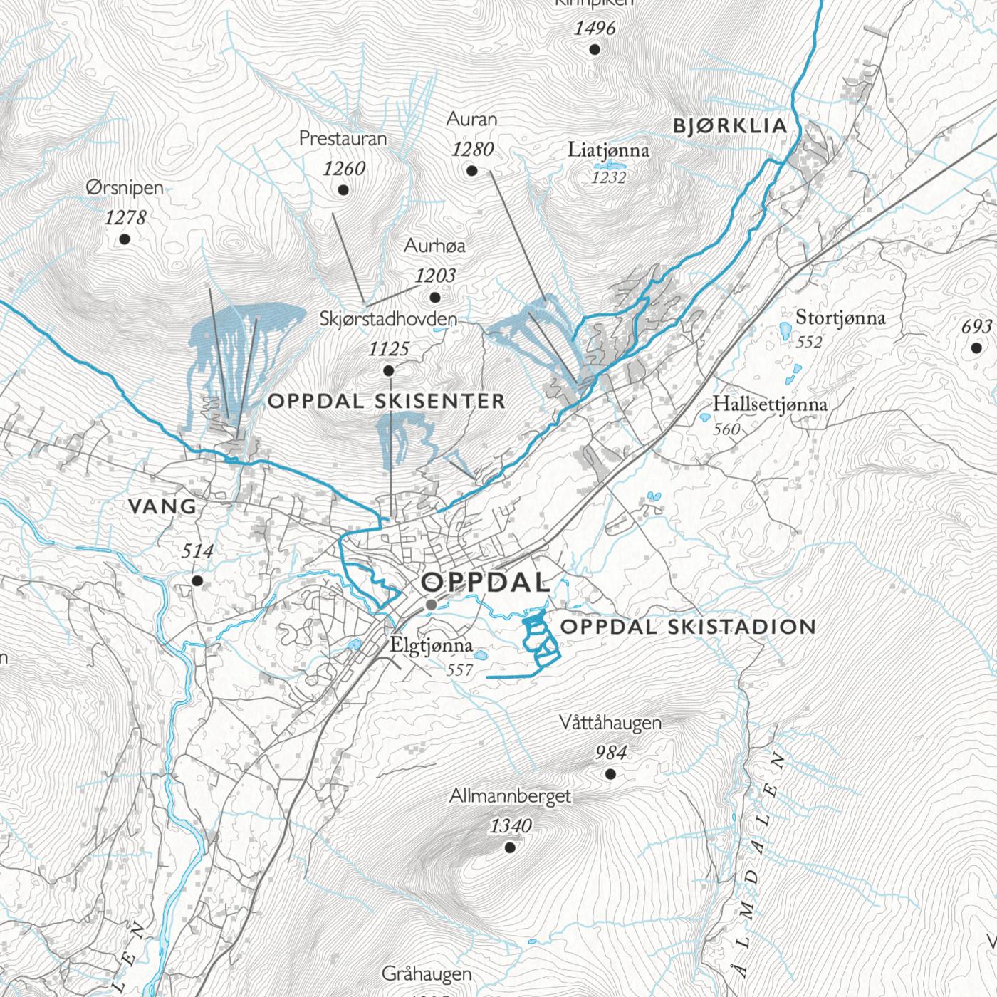 Skikart Oppdal (50x70 cm)-Maps-Dapa Maps-Hyttefeber