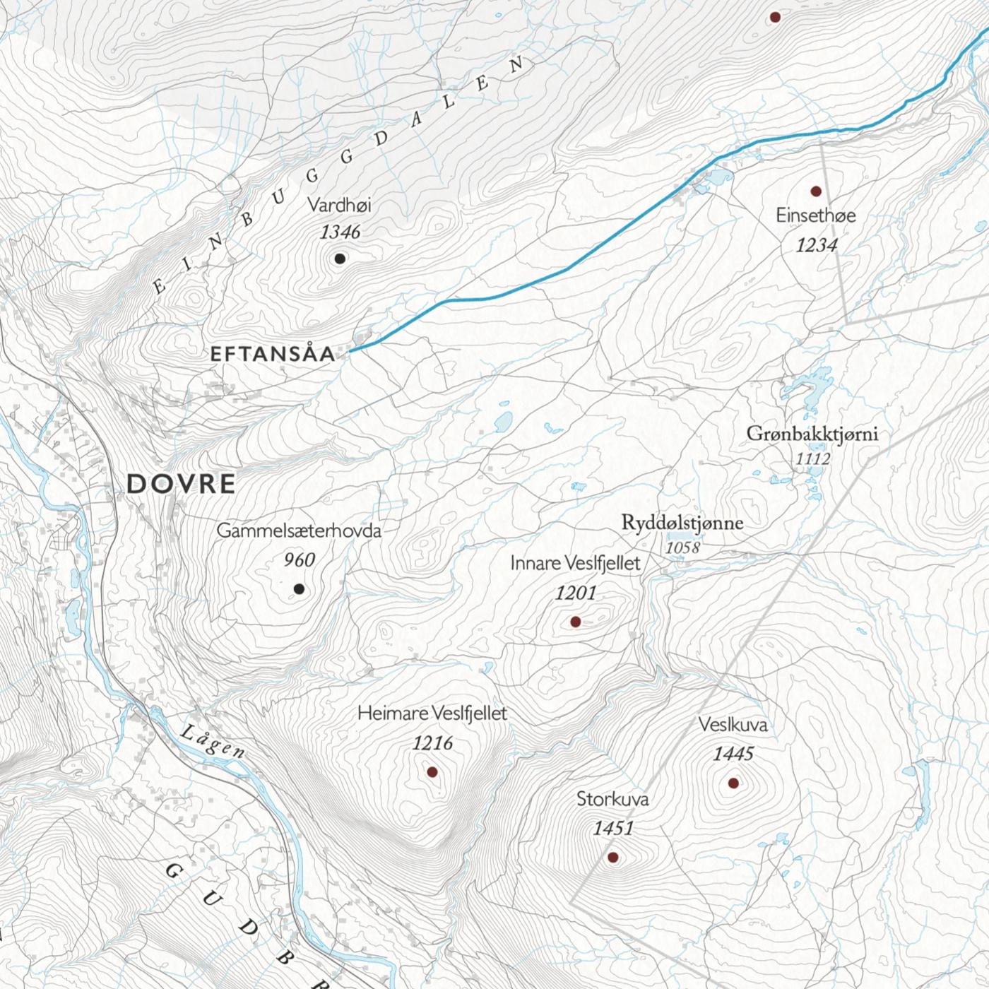 Skikart Rondane (50x70 cm)-Maps-Dapamaps-Hyttefeber