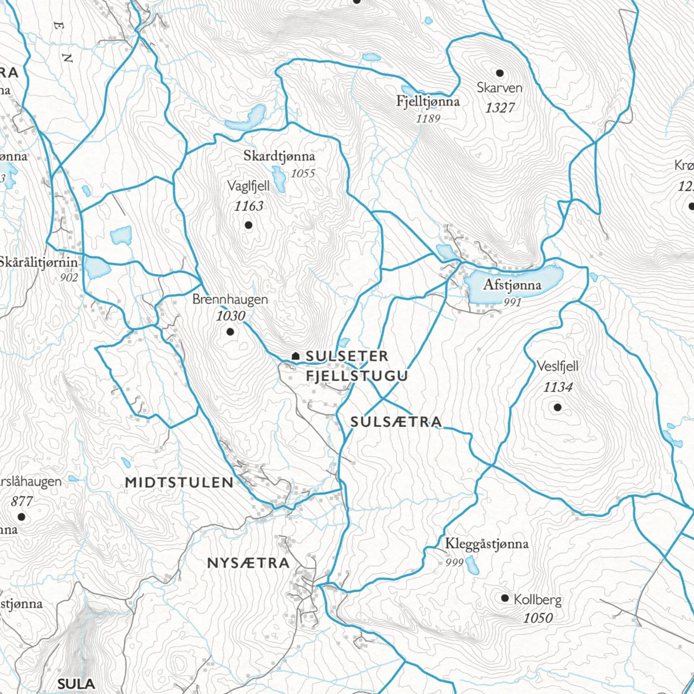 Skikart Rondane sør (50x70cm)-Maps-Dapamaps-Hyttefeber