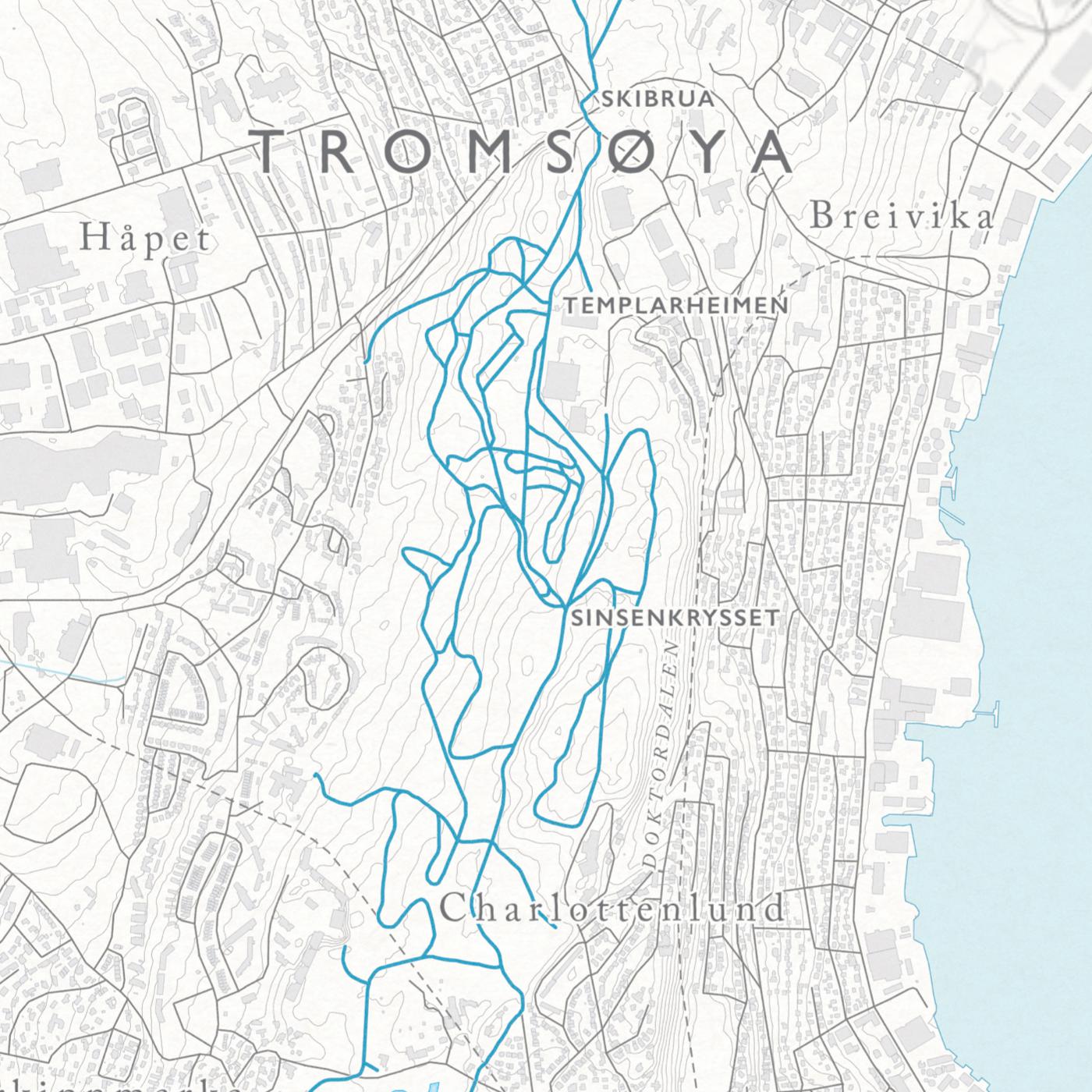 Skikart Tromsø (50x70 cm)-Maps-Dapamaps-Hyttefeber