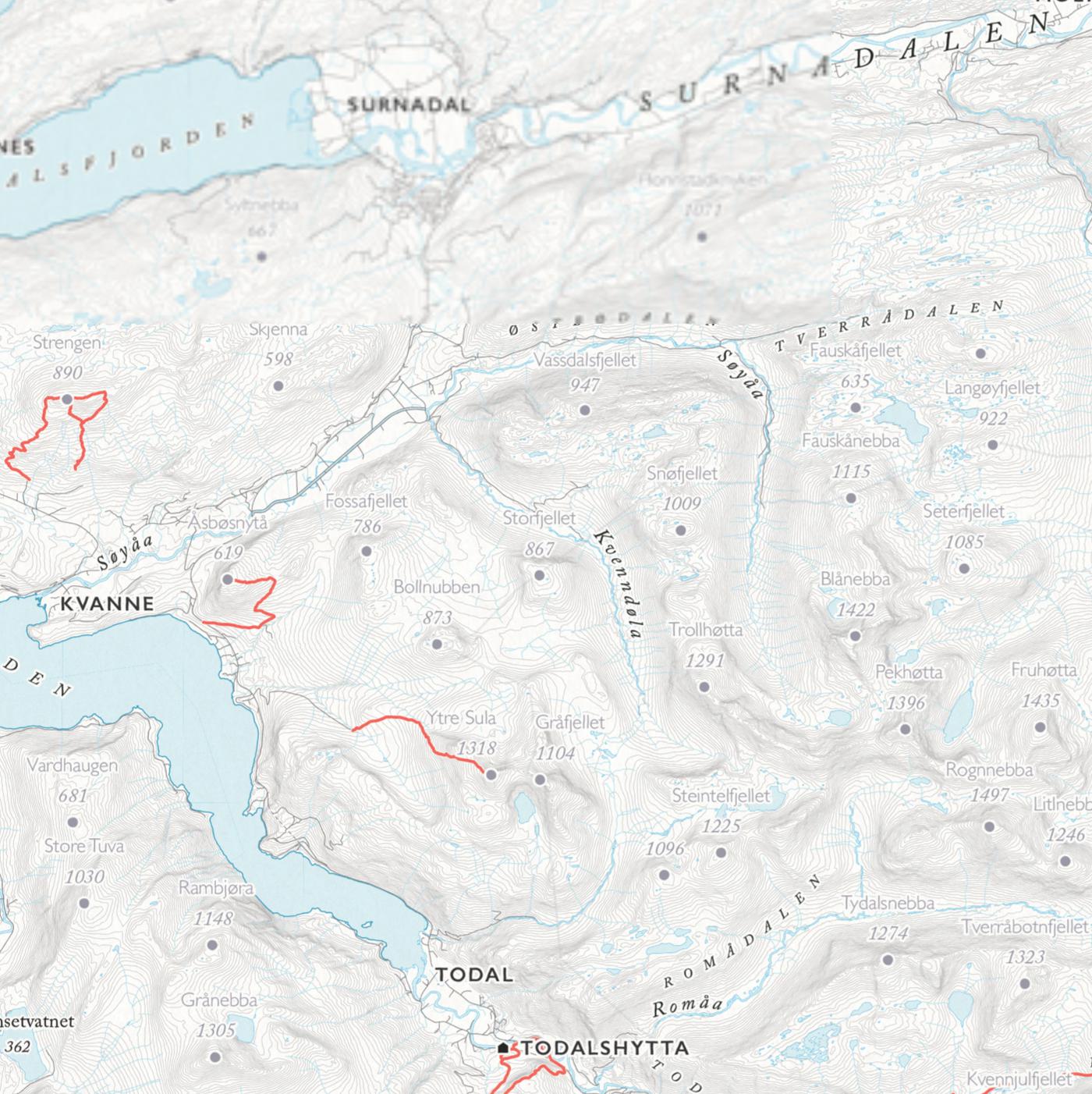 Turkart Trollheimen (50x70 cm)-Maps-Dapamaps-Hyttefeber