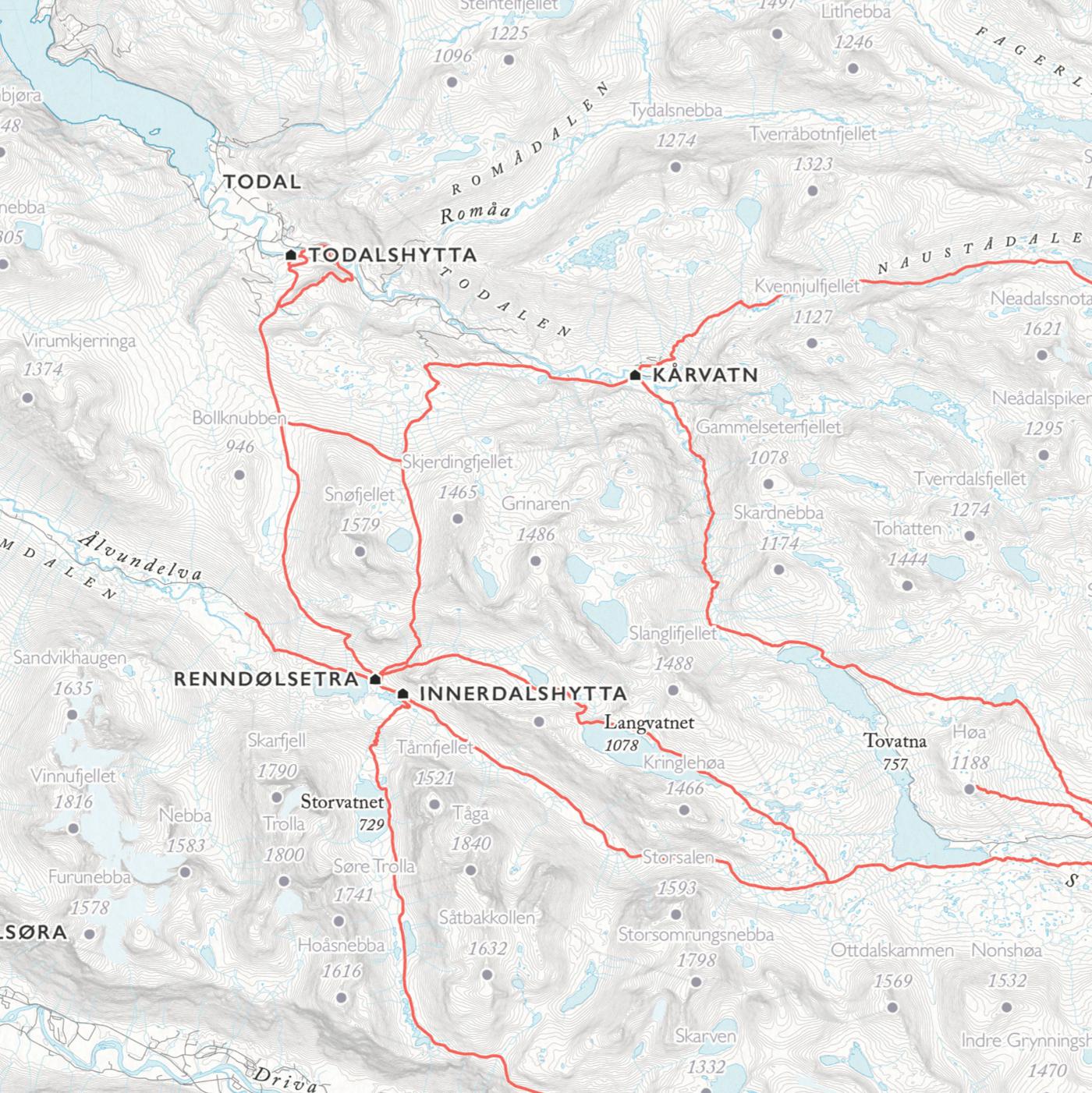 Turkart Trollheimen (50x70 cm)-Maps-Dapamaps-Hyttefeber