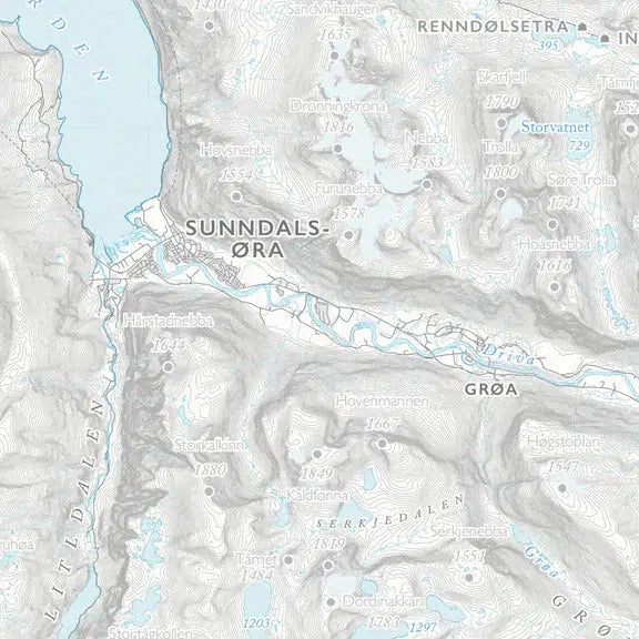 Skikart Trollheimen (50x70 cm)-Maps-Dapamaps-Hyttefeber