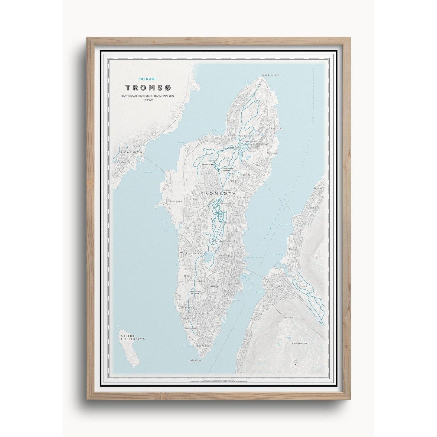 Skikart Tromsø (50x70 cm)-Maps-Dapamaps-Hyttefeber