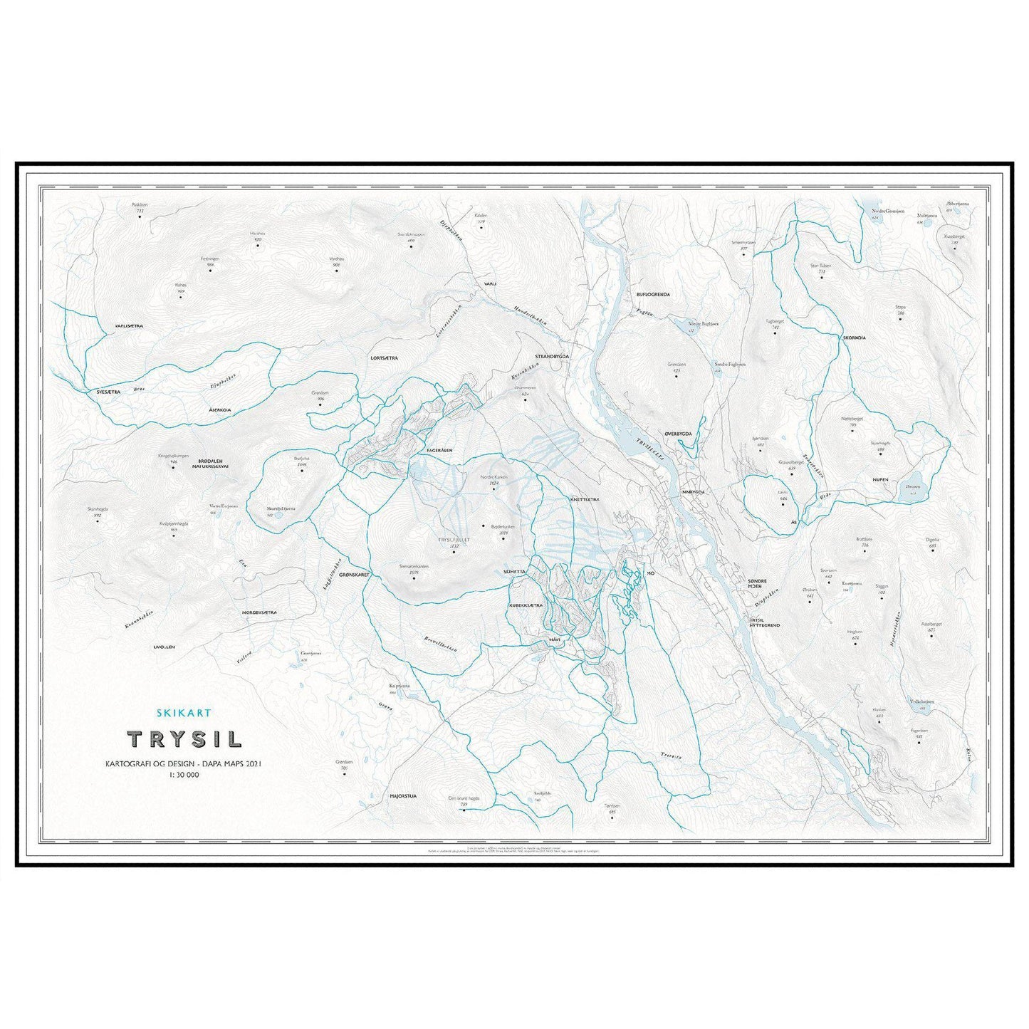 Skikart for Trysil (50x70cm)-Skikart-Dapamaps-Hyttefeber