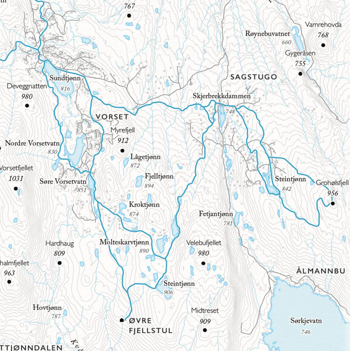 Skikart Vegglifjell - Skirvedalen (50x70 cm)-Maps-Dapamaps-Hyttefeber