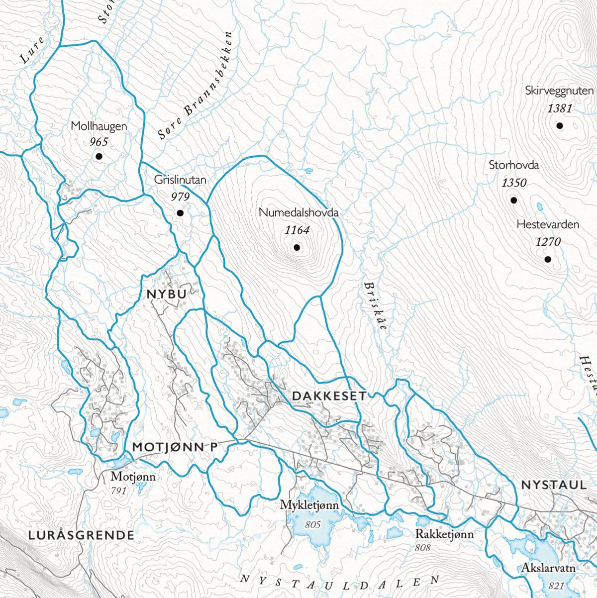 Skikart Vegglifjell - Skirvedalen (50x70 cm)-Maps-Dapamaps-Hyttefeber