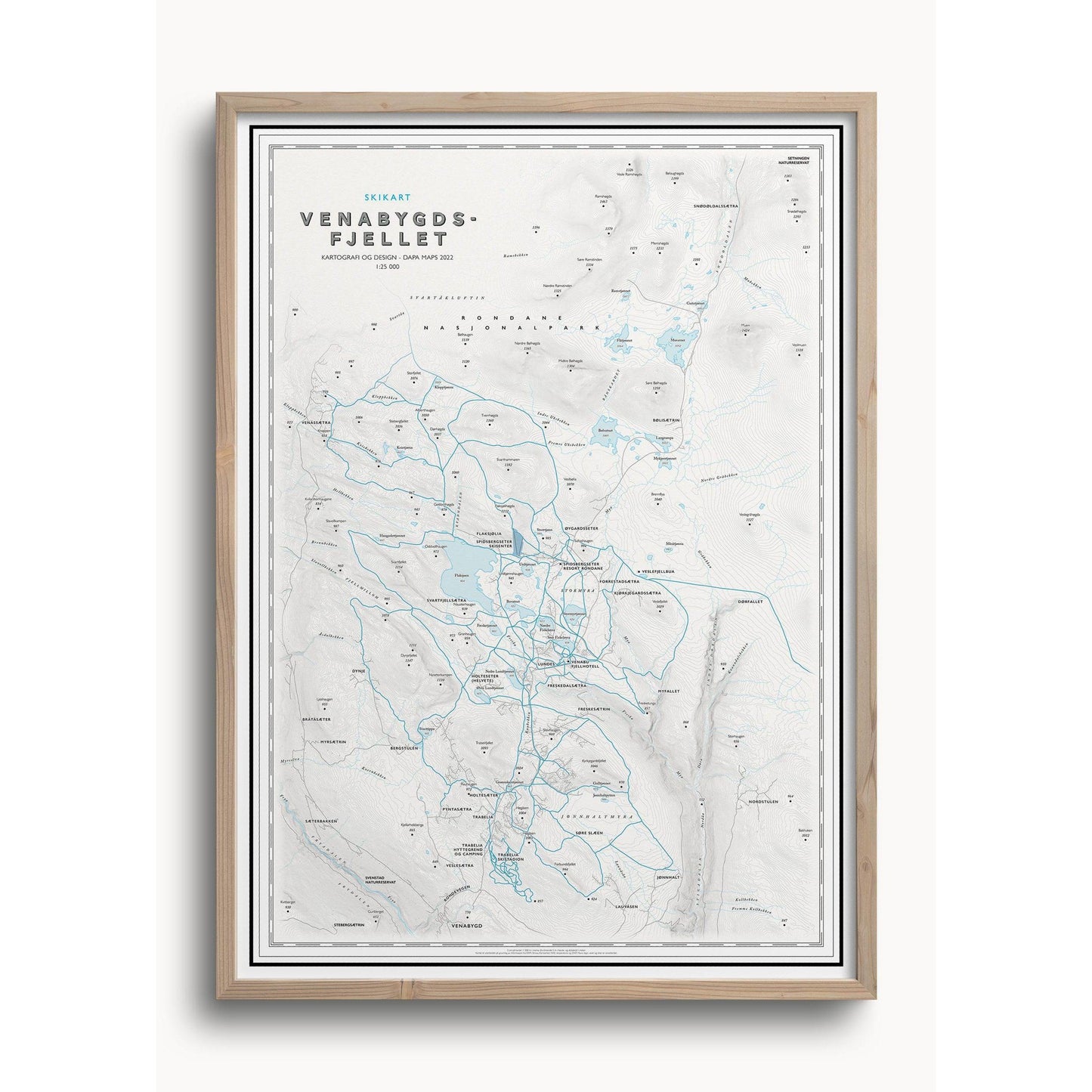 Skikart Venabygdsfjellet (50x70 cm)-Maps-Dapamaps-Hyttefeber