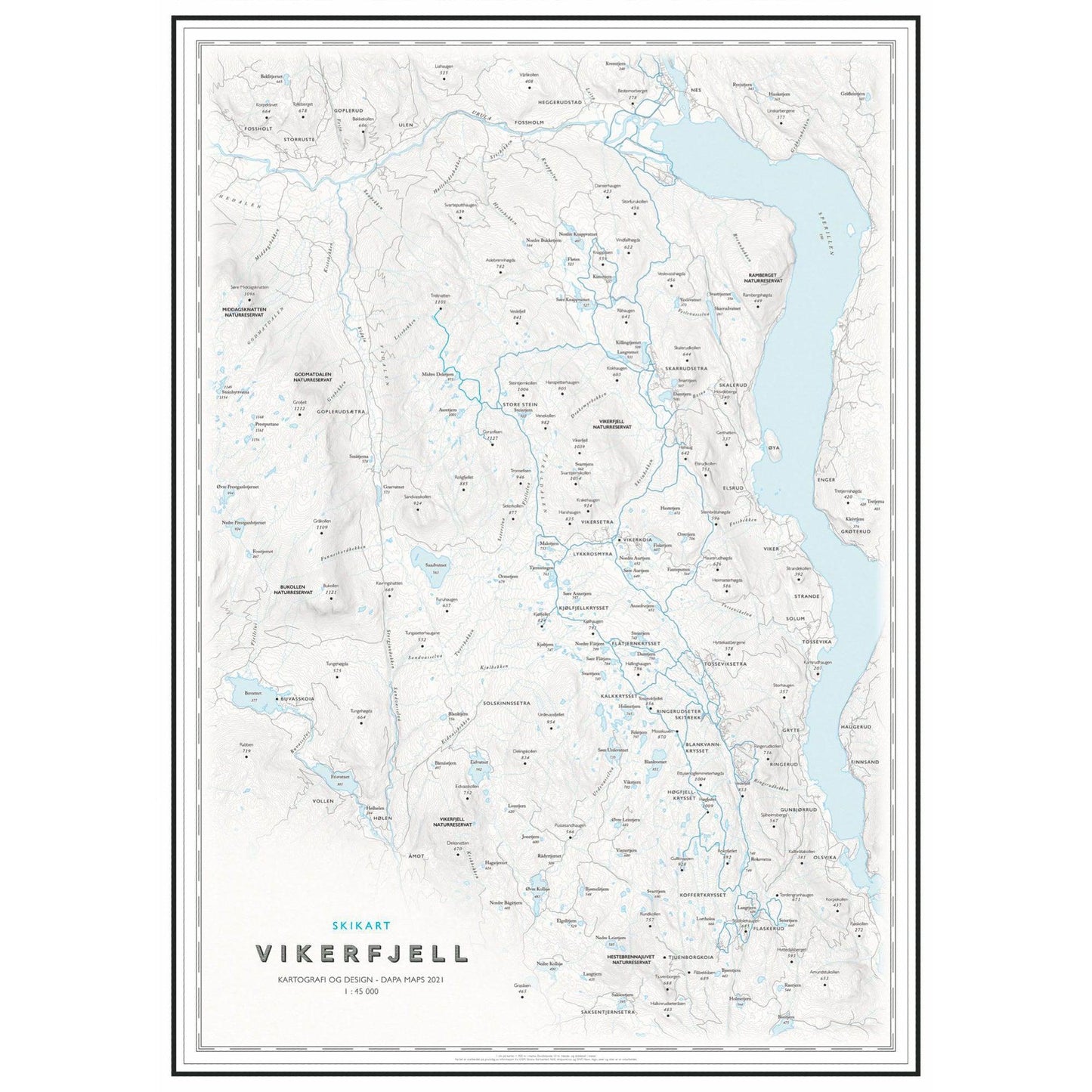 Skikart Vikerfjell (50x70 cm)-Maps-Dapamaps-Hyttefeber