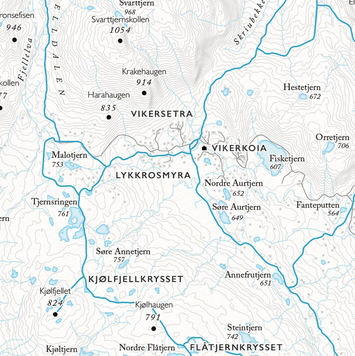 Skikart Vikerfjell (50x70 cm)-Maps-Dapamaps-Hyttefeber