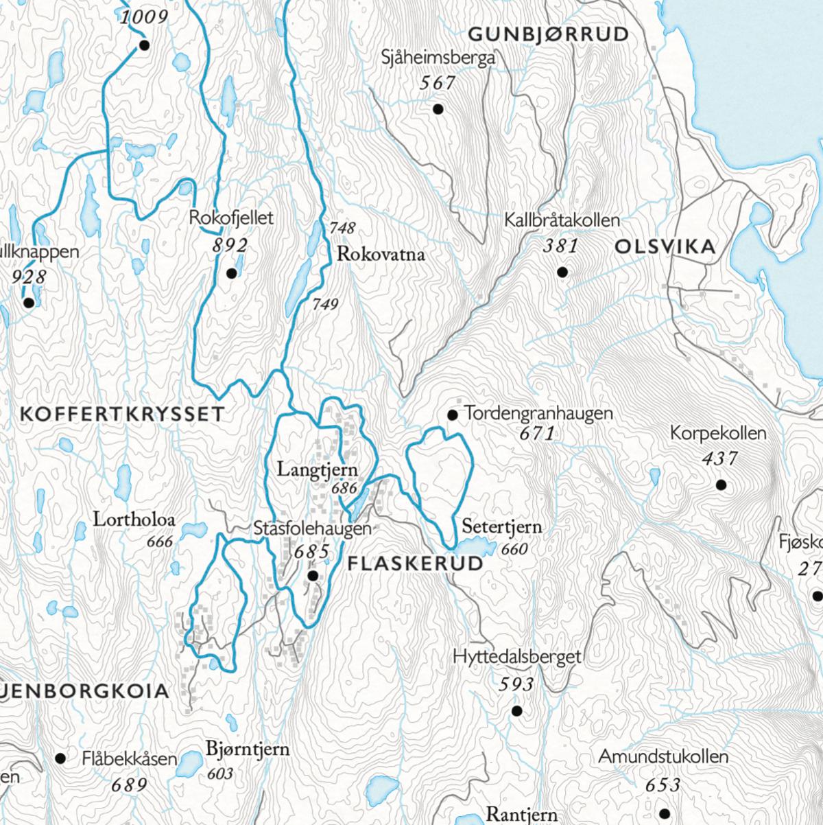 Skikart Vikerfjell (50x70 cm)-Maps-Dapamaps-Hyttefeber