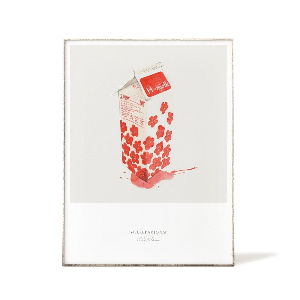 Kunsttrykk 30x40cm - Melkekartong-Til Veggen-Emmeselle-Hyttefeber