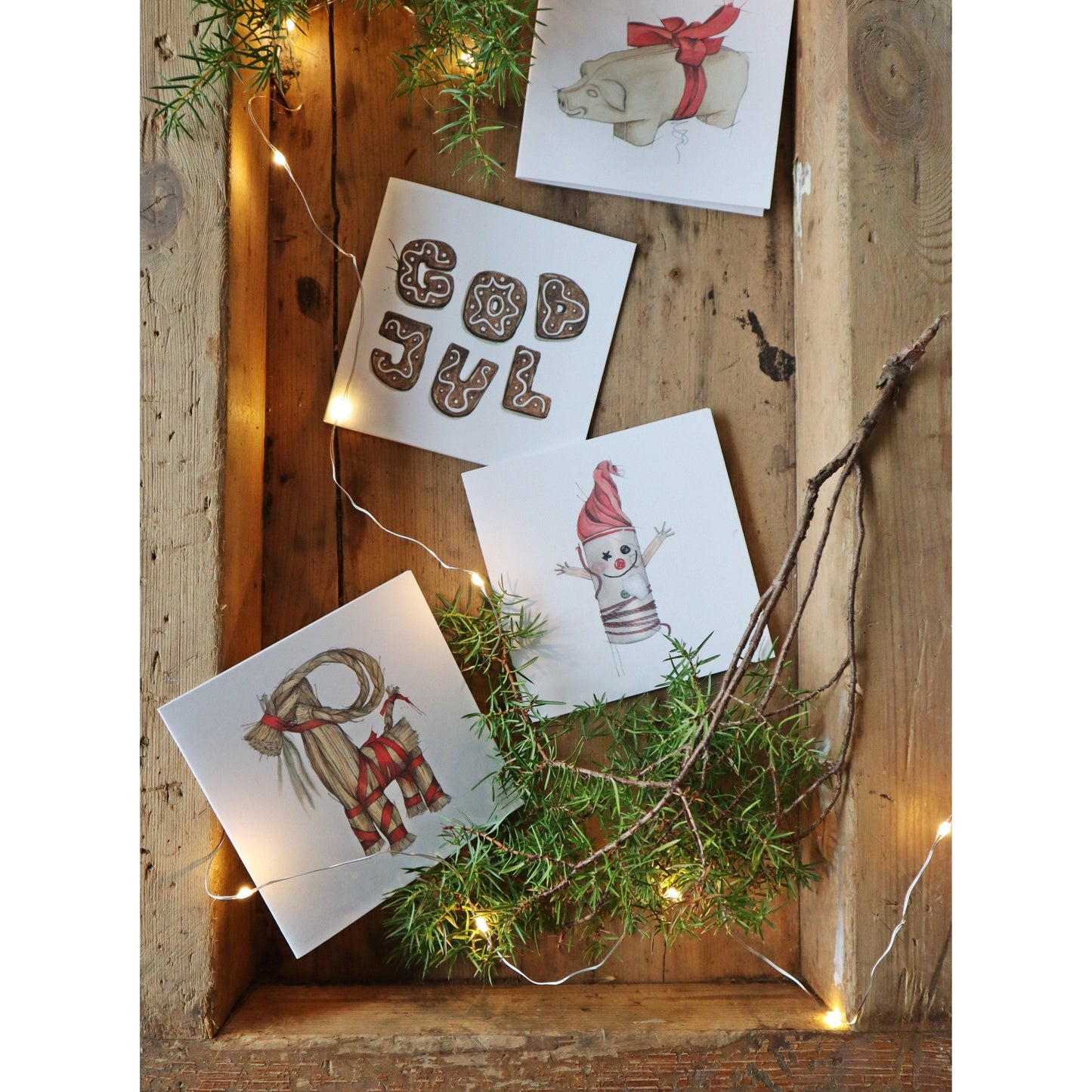 Store kunstkort - God jul-pepperkaker-Til Veggen-Emmeselle-Hyttefeber