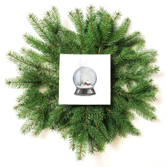 Store kunstkort - Snøkule-Til Veggen-Emmeselle-Hyttefeber