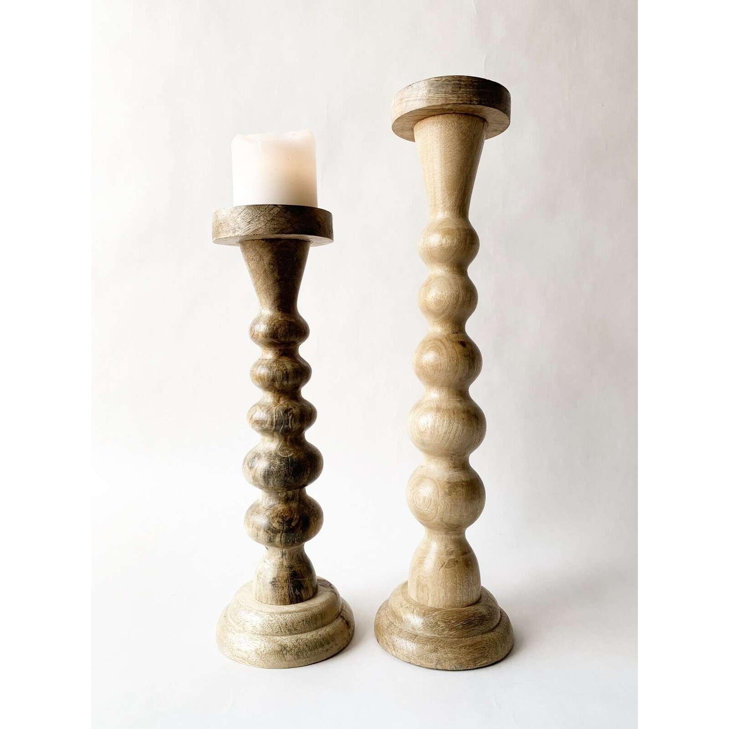 Lysestake i tre - for Kubbelys H 46 cm-lys-Trend Design-Hyttefeber