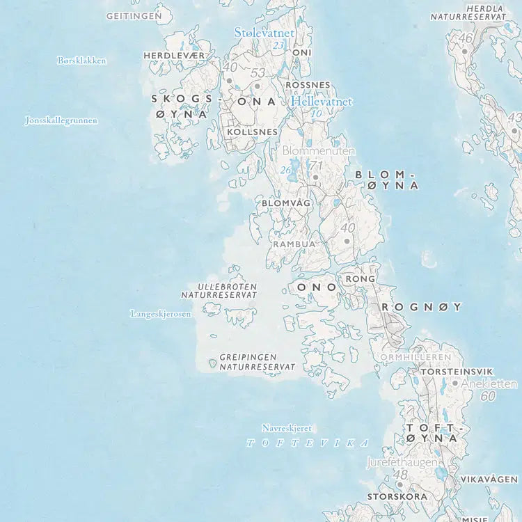 Kystkart Bergen (50x70 cm)-Maps-Dapamaps-Hyttefeber