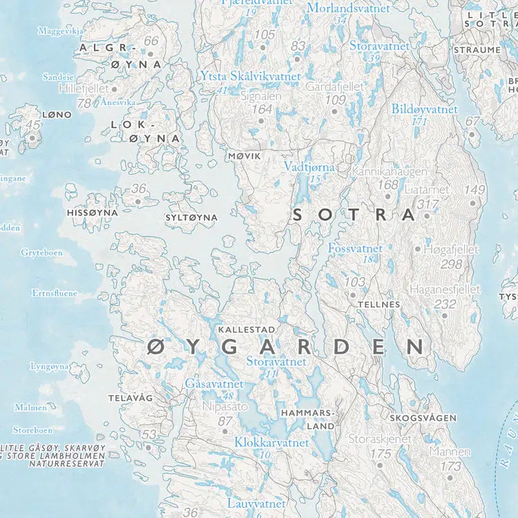 Kystkart Bergen (50x70 cm)-Maps-Dapamaps-Hyttefeber