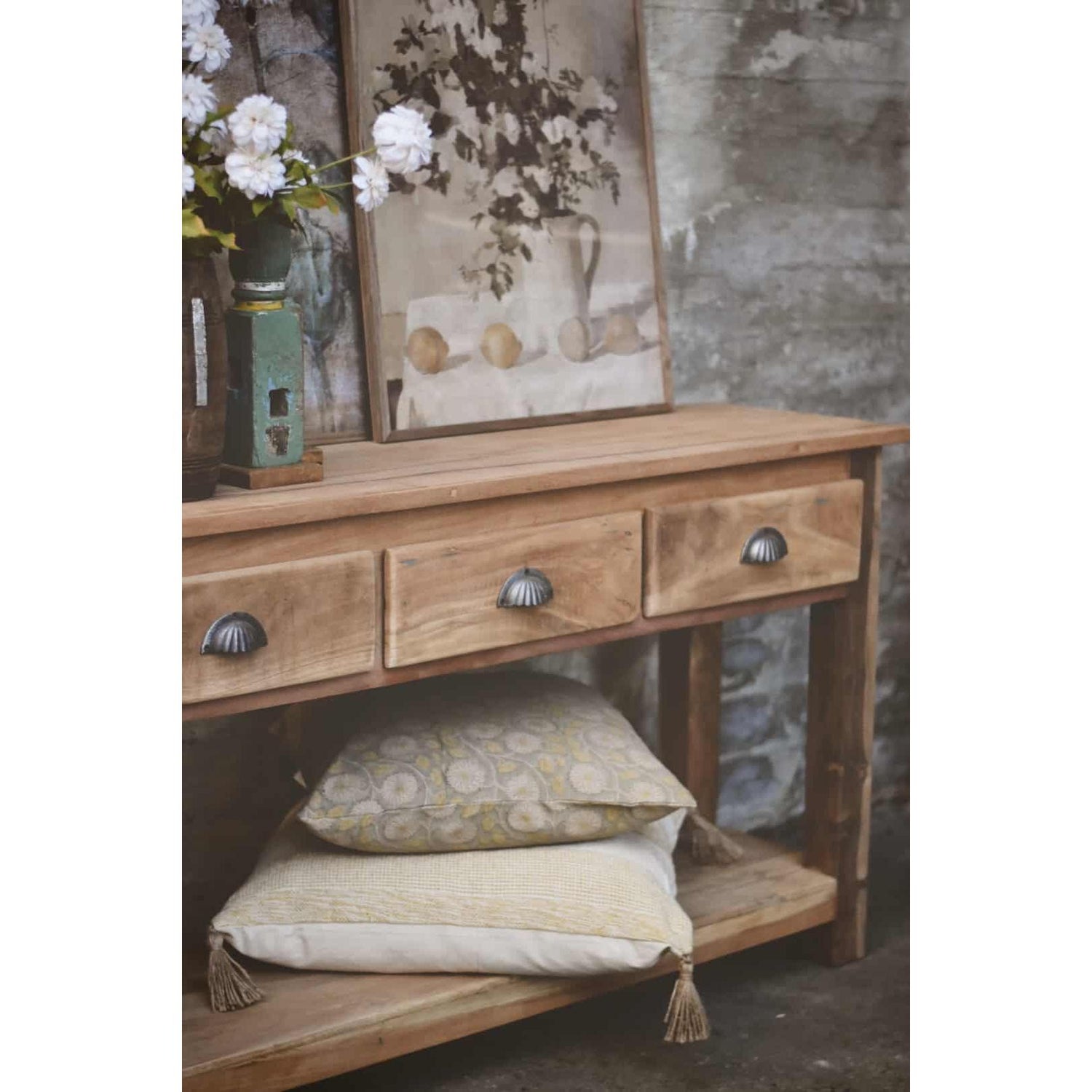 Vintage Konsollbord M 4 Skuffer Natur, 180x40x76cm-Møbler og Bord-Trend Design-Hyttefeber